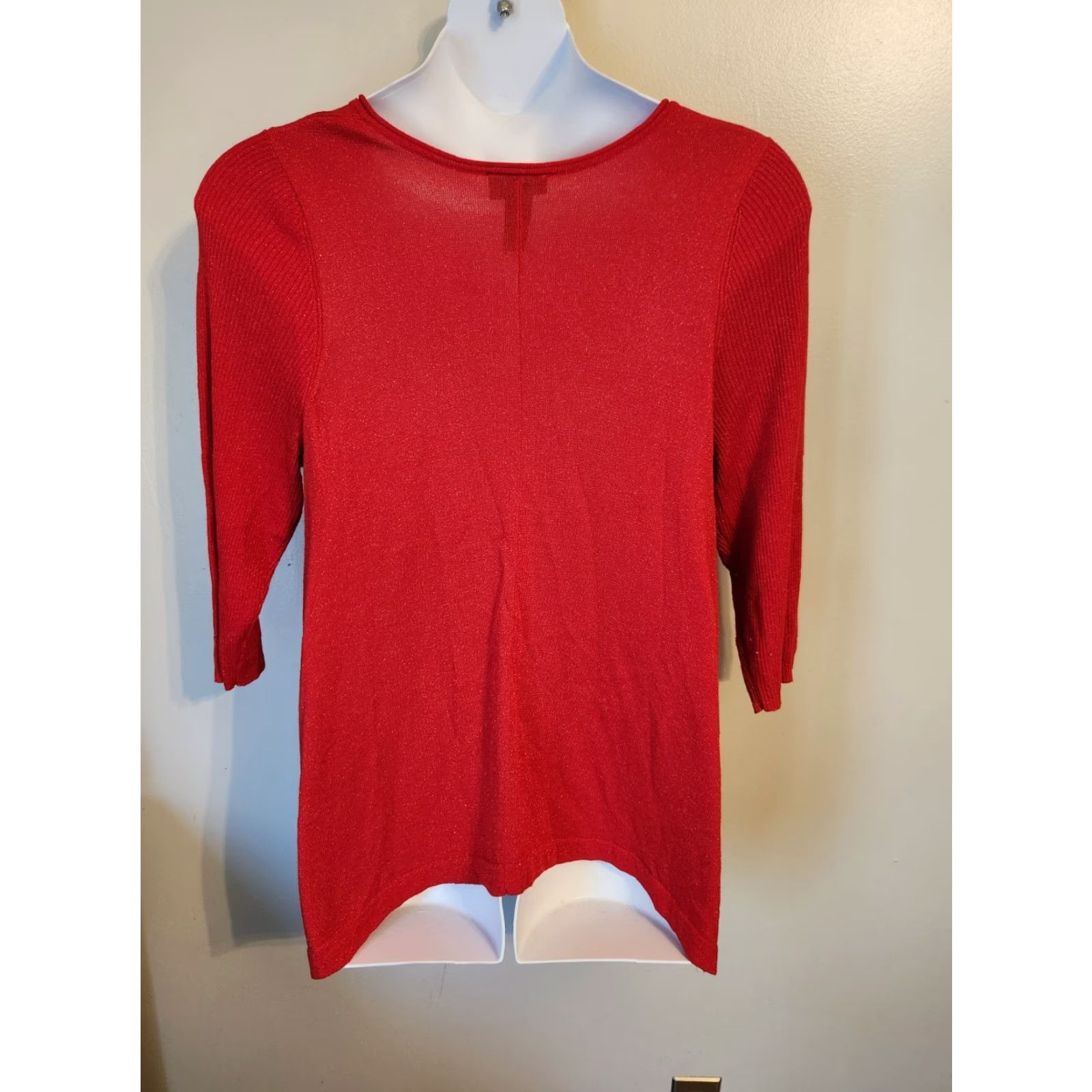 Vintage Lane Bryant Red Metallic 3/4 Sleeve Lightweight Sweater Top 14/16 Plus Womens Pullover Casual Knit Top Size XL / US 12-14 / IT 48-50 - 6 Thumbnail