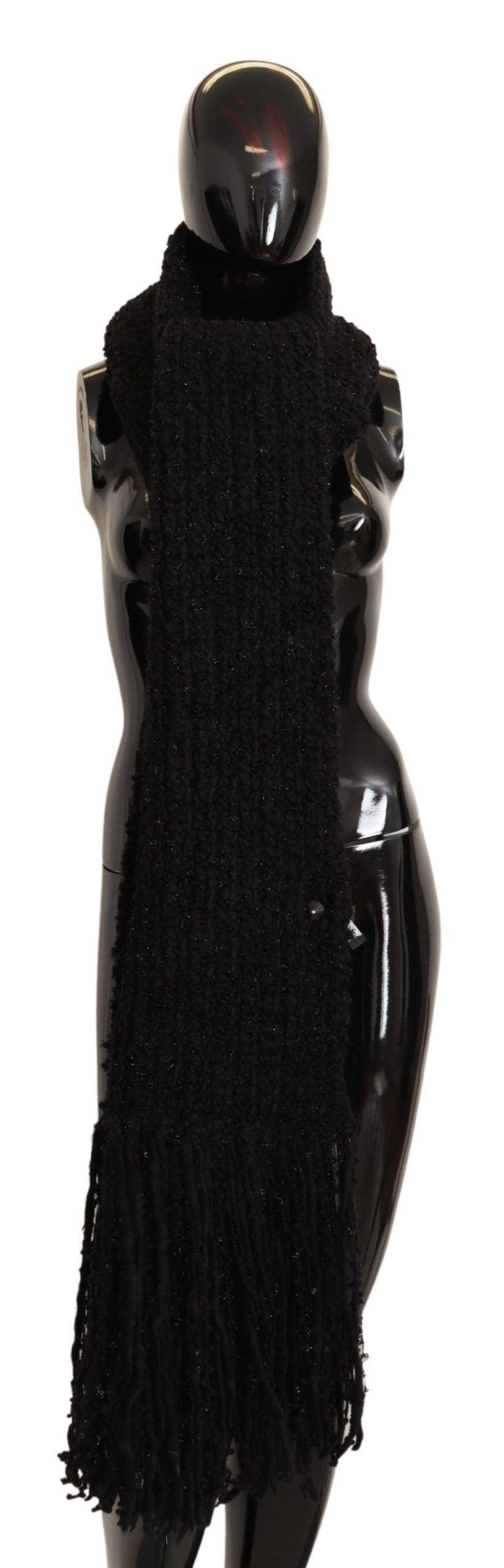 Dolce & Gabbana Elegant Black Wool-Blend Designer Women's Scarf Size ONE SIZE - 1 Thumbnail