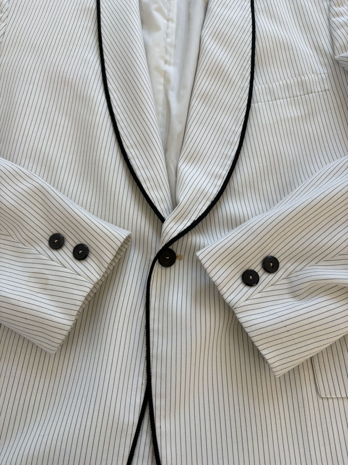 After Six After Six Vintage 40s Pinstripe White Dinner Jacket Tux 43R Size 42R - 8 Thumbnail