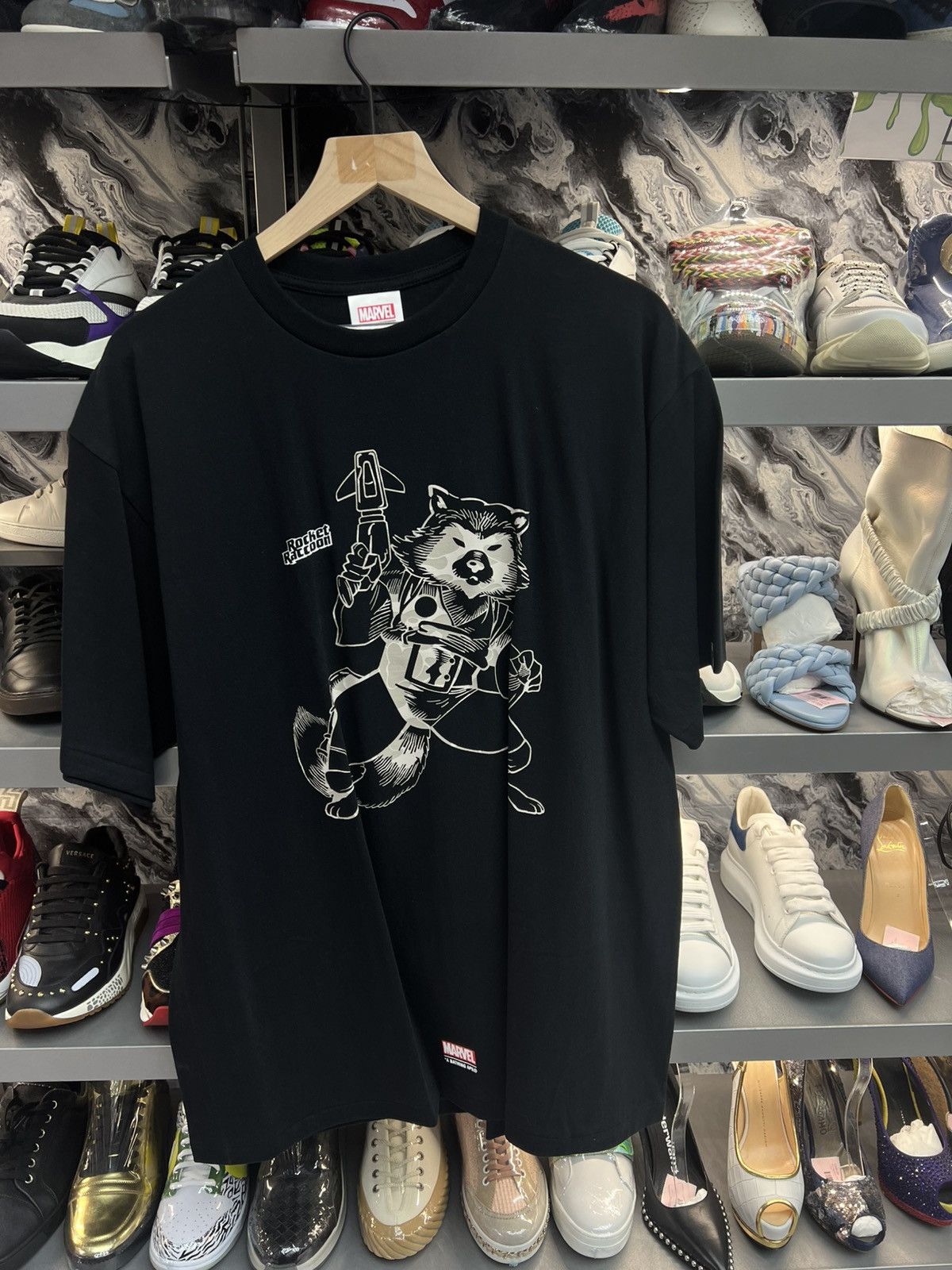 Bape x Mavel Comic Raccoon Tee