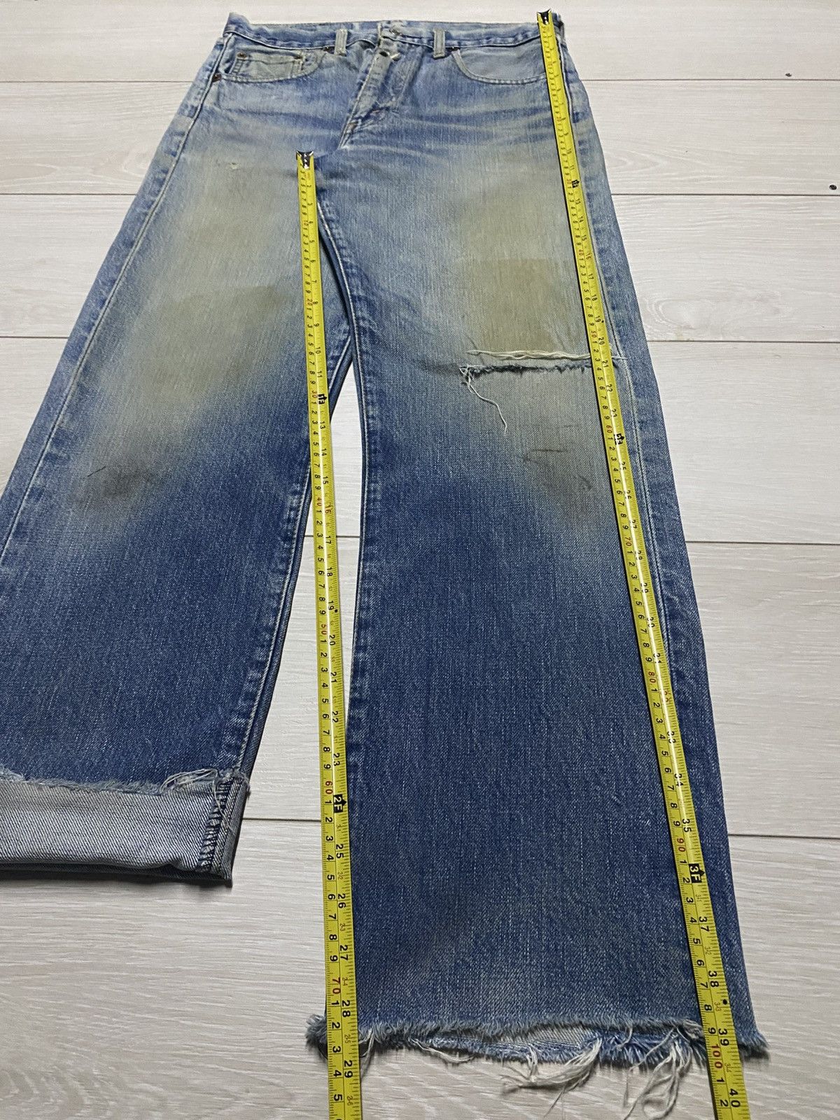 Levi's Vtg Levis 502 xx Big E Talon Zip Mud Wash Distressed Jeasn Size US 29 - 19 Thumbnail