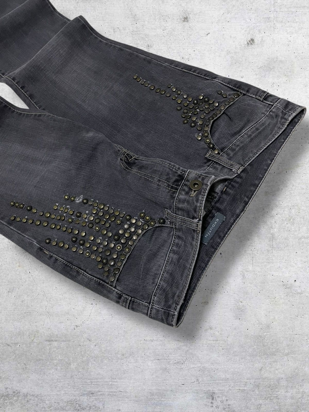 Japanese Brand 90S PUNK-ROCK INFLUENCES EKDUTIN STUDDED FLARED JAPAN DENIM Size US 28 / EU 44 - 7 Thumbnail
