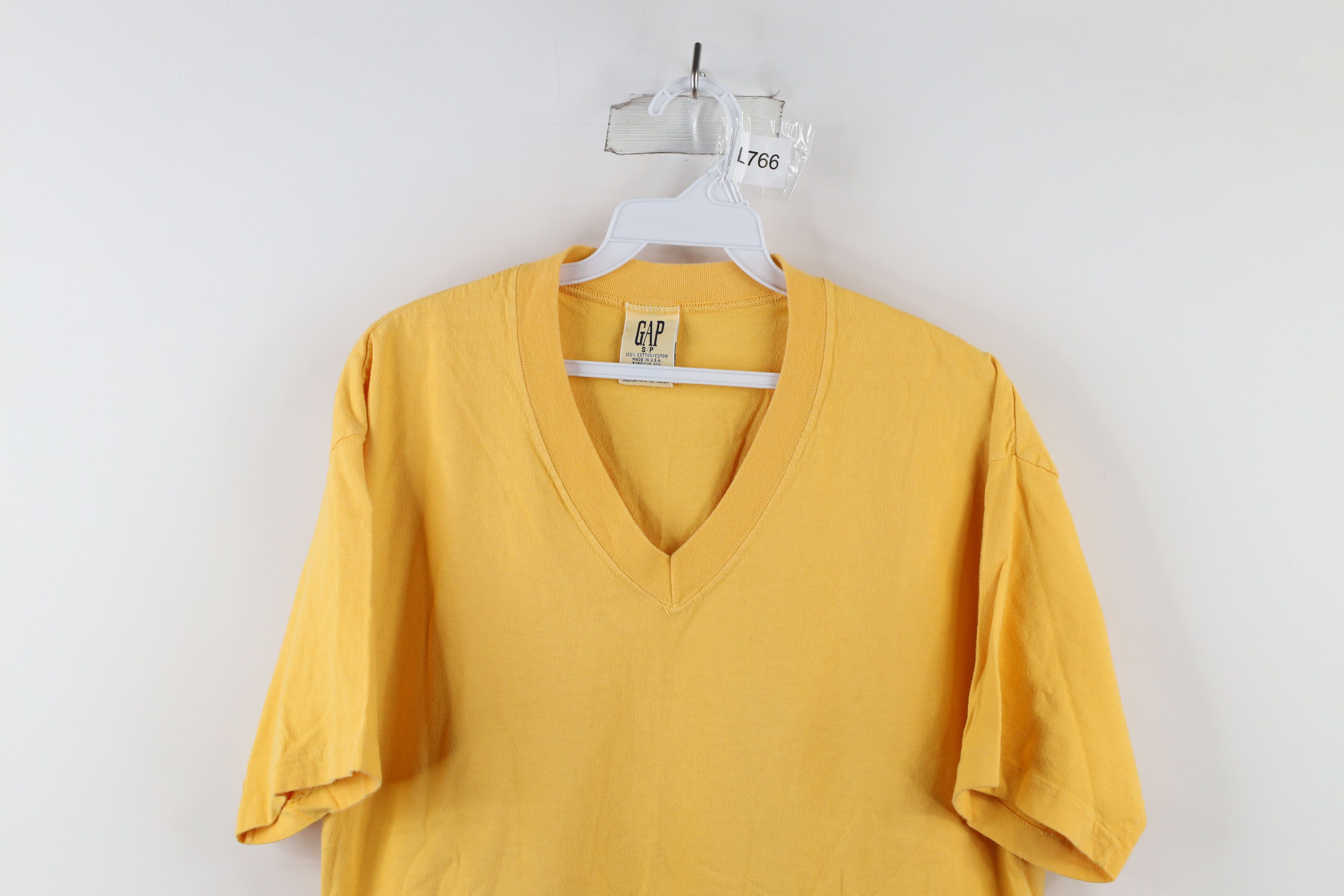 Gap Vintage 90s Gap Blank Short Sleeve V-Neck T-Shirt Yellow USA Size US S / EU 44-46 / 1 - 2 Thumbnail