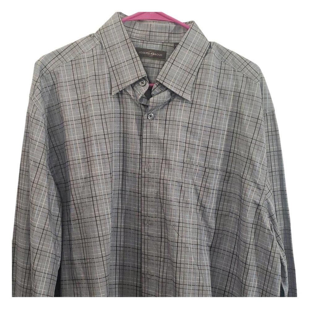 Joseph Abboud CT1882 Joseph Abbound Gray Striped Button Down Shirt XL Size 44R - 2 Thumbnail