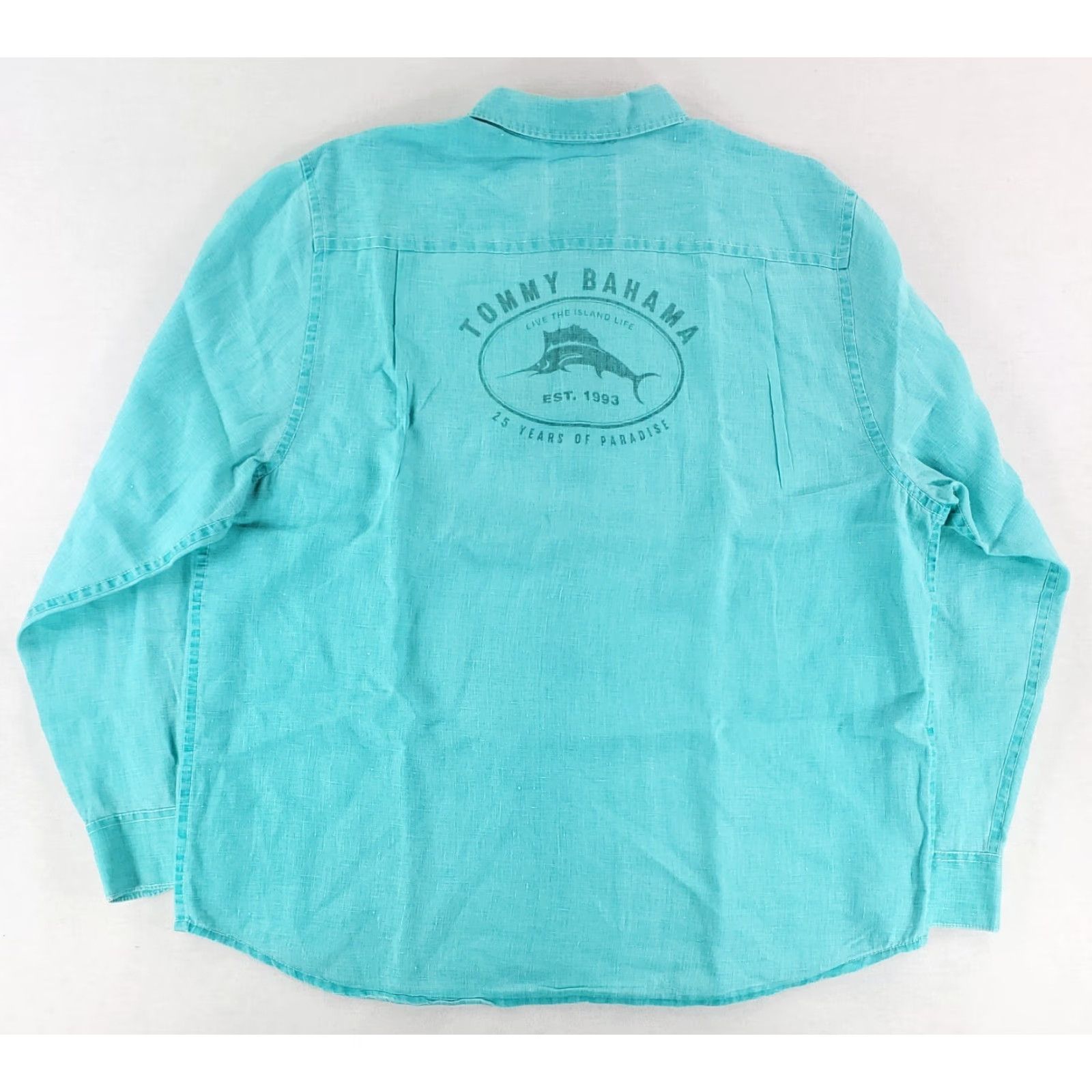 Tommy Bahama Tommy Bahama Green Linen Button Up Shirt Mens XL 25 Years of Paradise 100% Linen Long Sleeve Button-Up Shirt Mens XL Green Size US XL / EU 56 / 4 - 4 Thumbnail