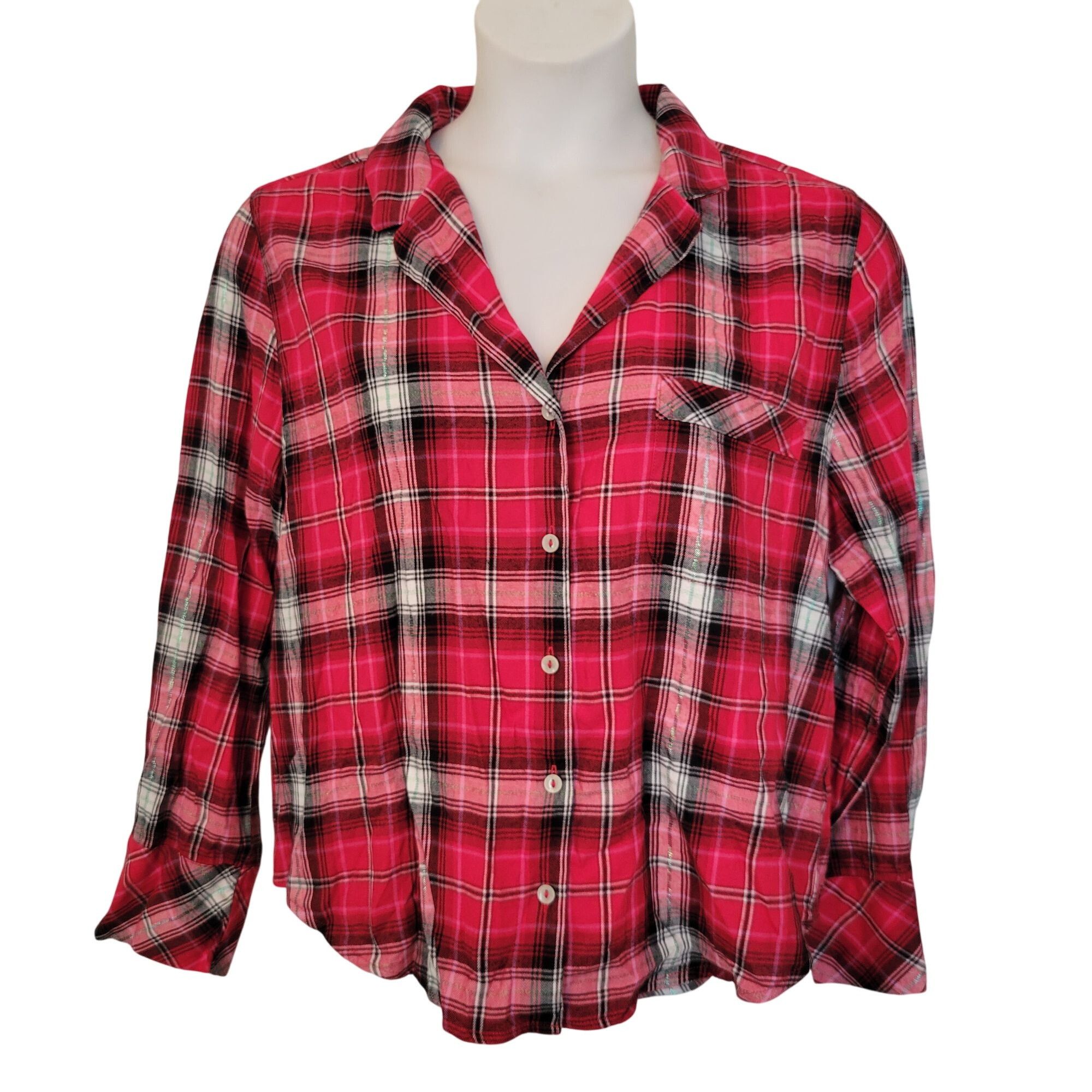 Victoria's Secret Victorias Secret L Red Plaid 2 Piece Pajama Set Lace Trim Sh Size L / US 10 / IT 46 - 3 Thumbnail