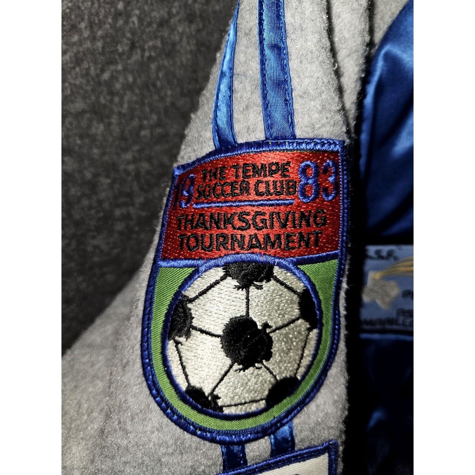 Vintage VINTAGE NASCO Jacket Mens Large Blue Satin Bomber Soccer Patches Made USA 80s Size US L / EU 52-54 / 3 - 5 Thumbnail
