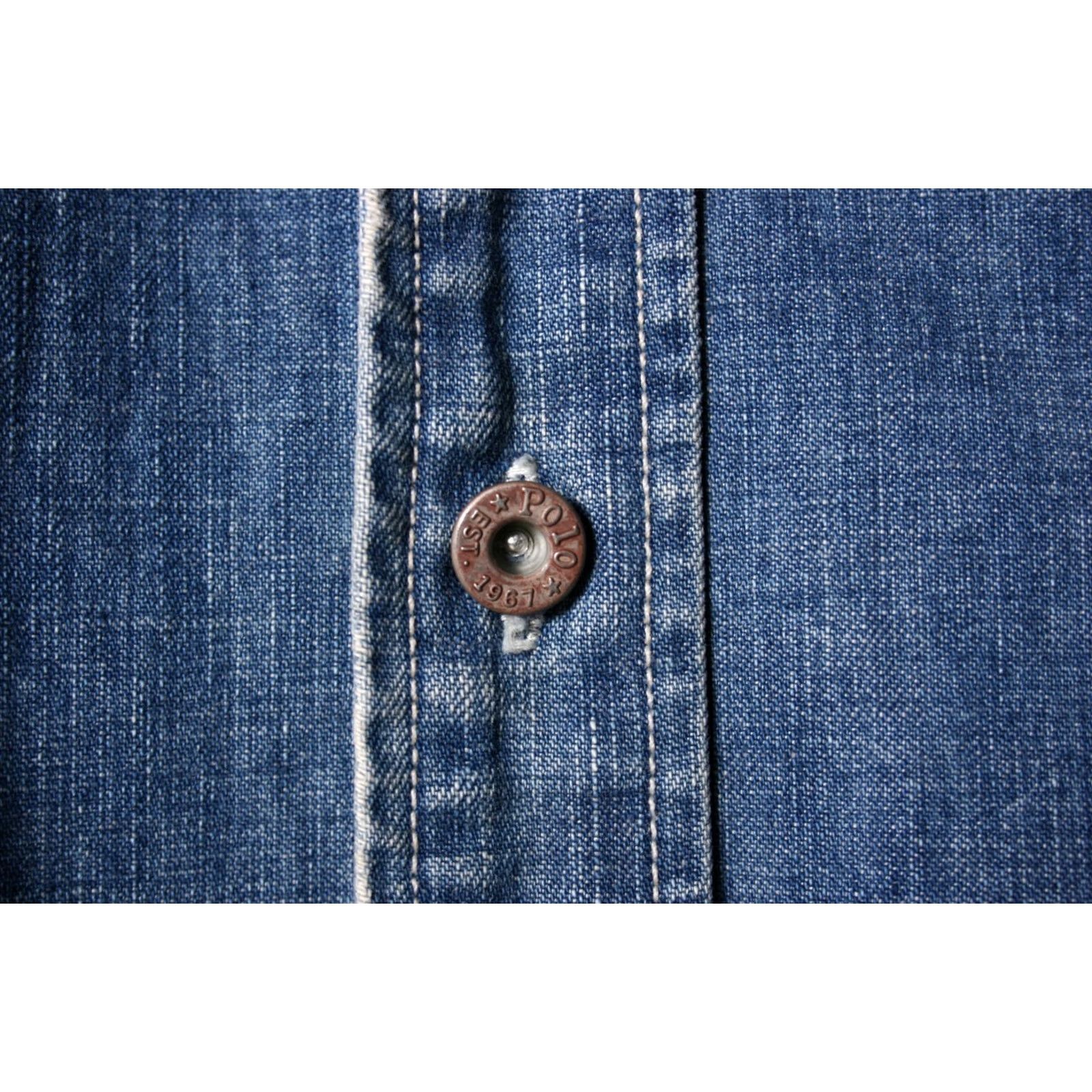 Polo Ralph Lauren VINTAGE Polo Ralph Lauren Blue Chambray Denim Button Front Shirt 4XLT Men Long Sleeve Size 4XLT Size US XXL / EU 58 / 5 - 5 Thumbnail