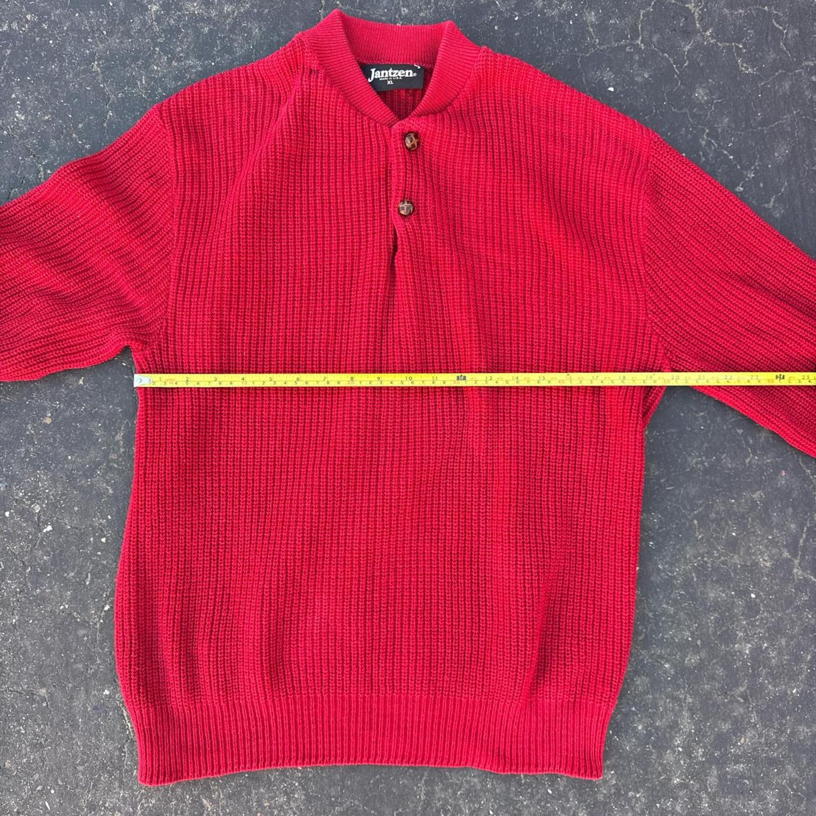 Jantzen Vintage 90s Jantzen Red Collared Sweater – Size XL Size XL / US 12-14 / IT 48-50 - 5 Thumbnail