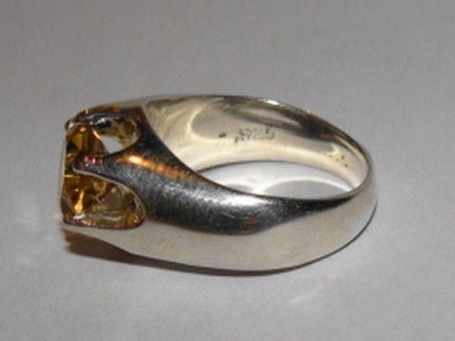 Designer Sterling Silver Men's Citrine Pinky Ring Alberto Juan Size ONE SIZE - 3 Thumbnail