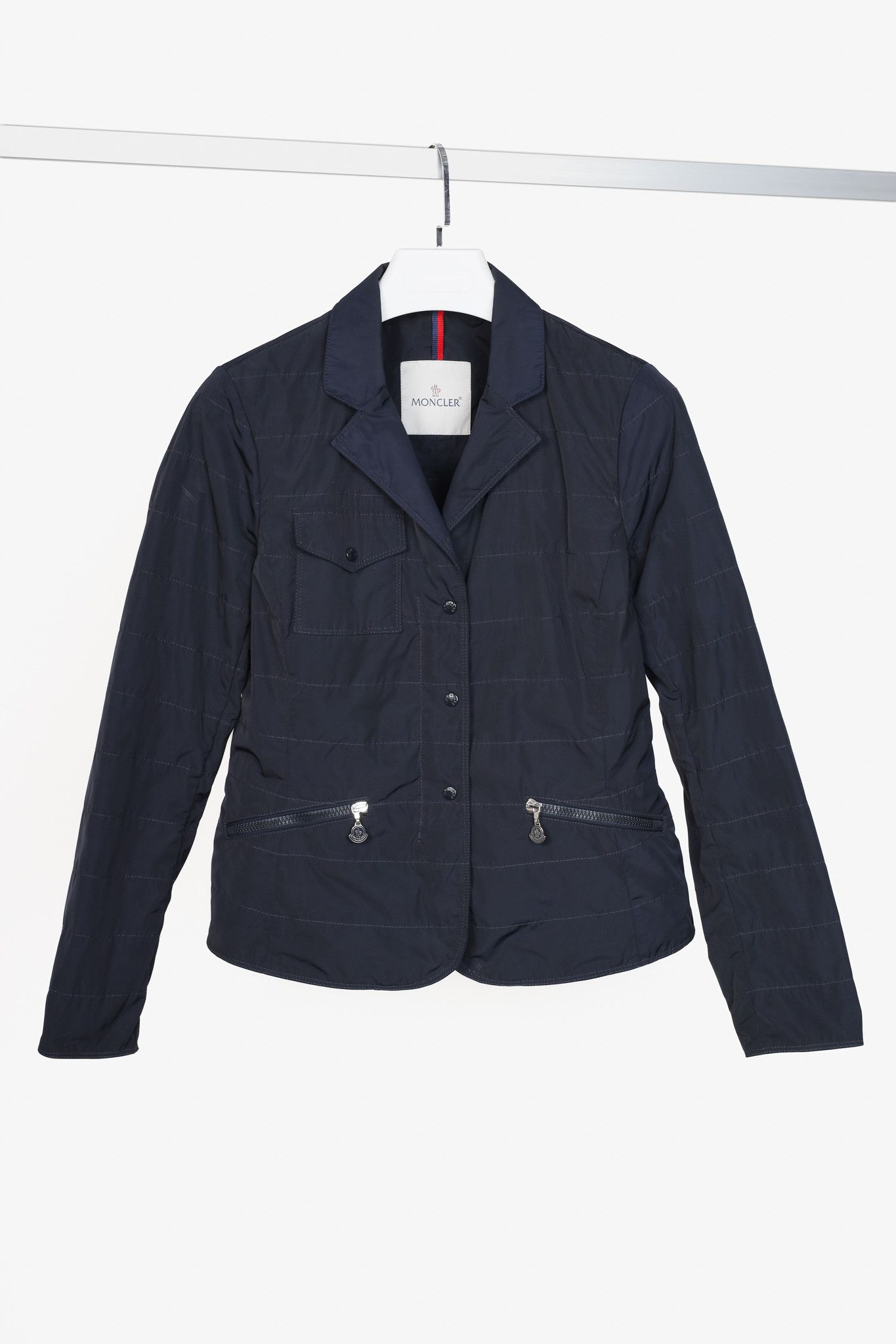 Moncler Moncler Nylon Navy Blue Jacket Blazer Size XS / US 0-2 / IT 36-38 - 1 Thumbnail