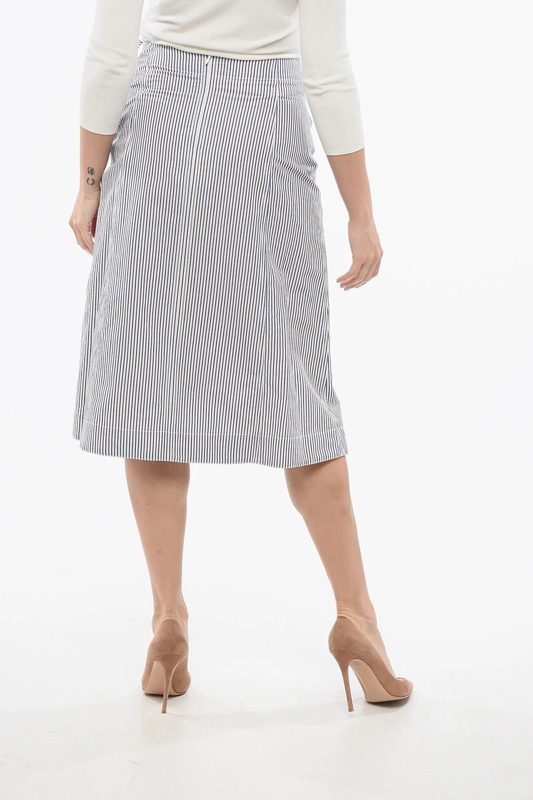 Bottega Veneta og1mm0426 Striped Skirt in Blue Size 25" / US 0 / IT 36 - 2 Thumbnail