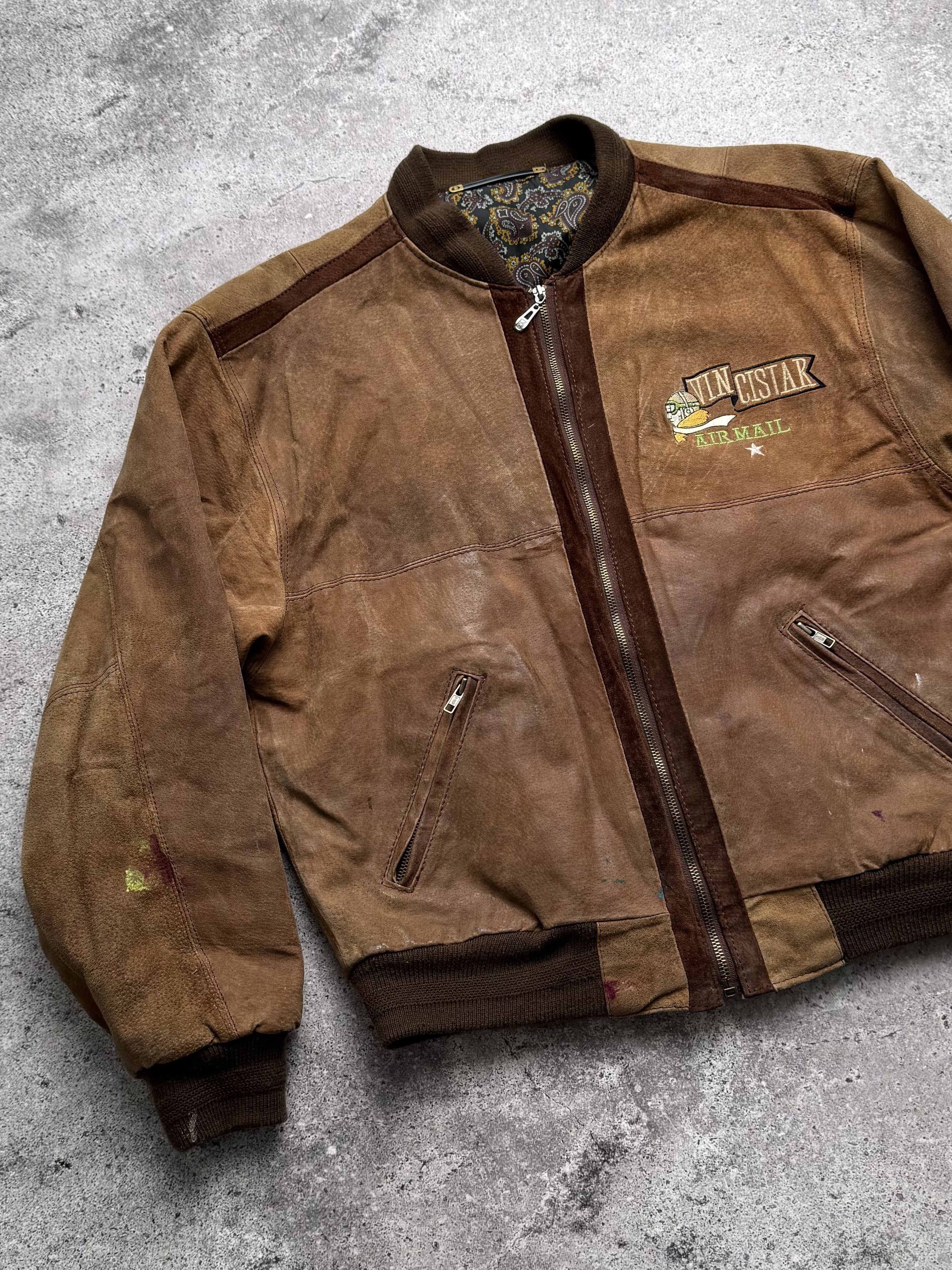 Vintage Vintage Faded Leather Bomber Jacket C2(V482) Size US XL / EU 56 / 4 - 2 Thumbnail