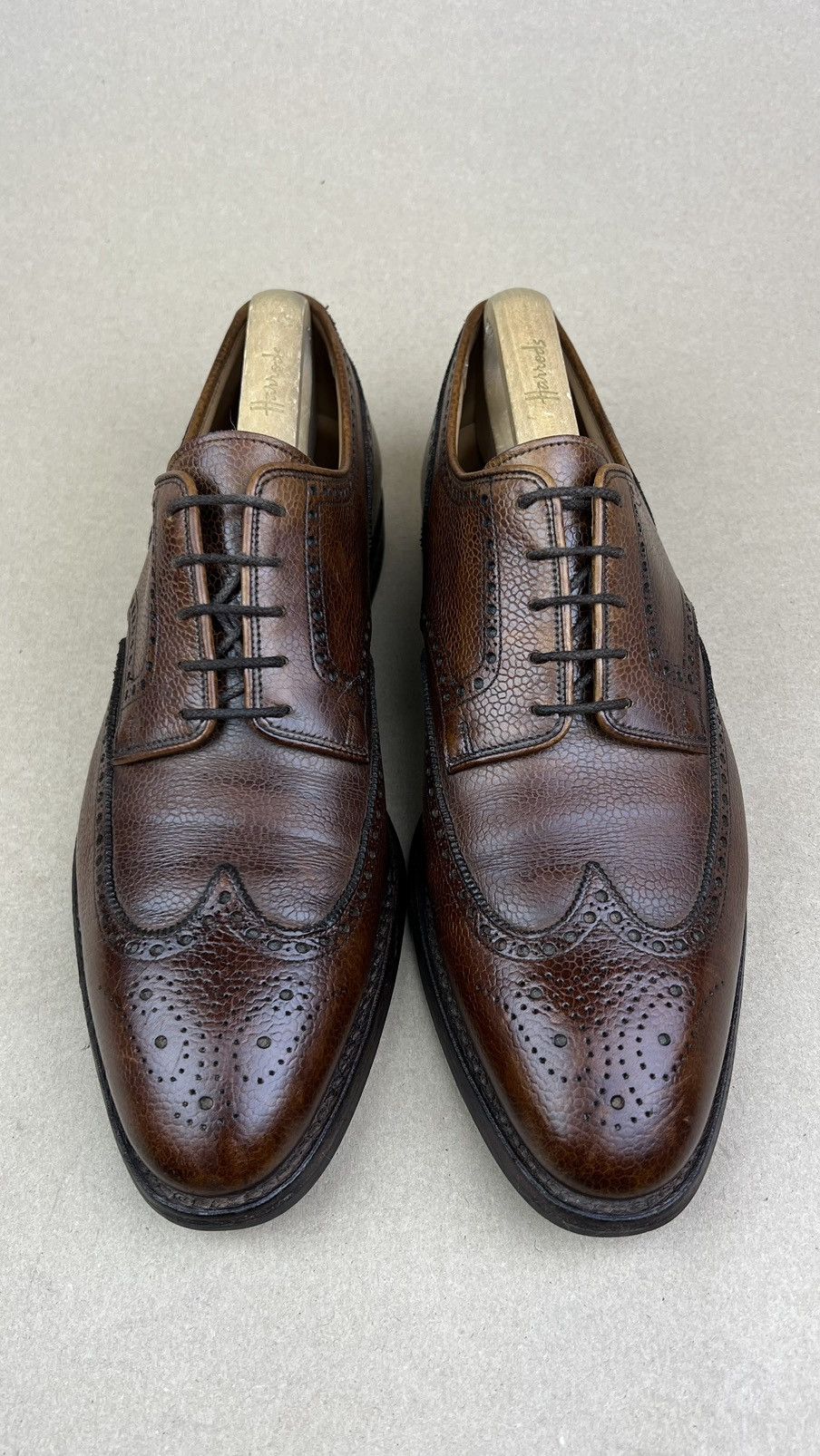 Crockett & Jones CROCKETT & JONES Swansea Derby Brogues Leather Shoes Brown Size US 11 / EU 44 - 7 Thumbnail