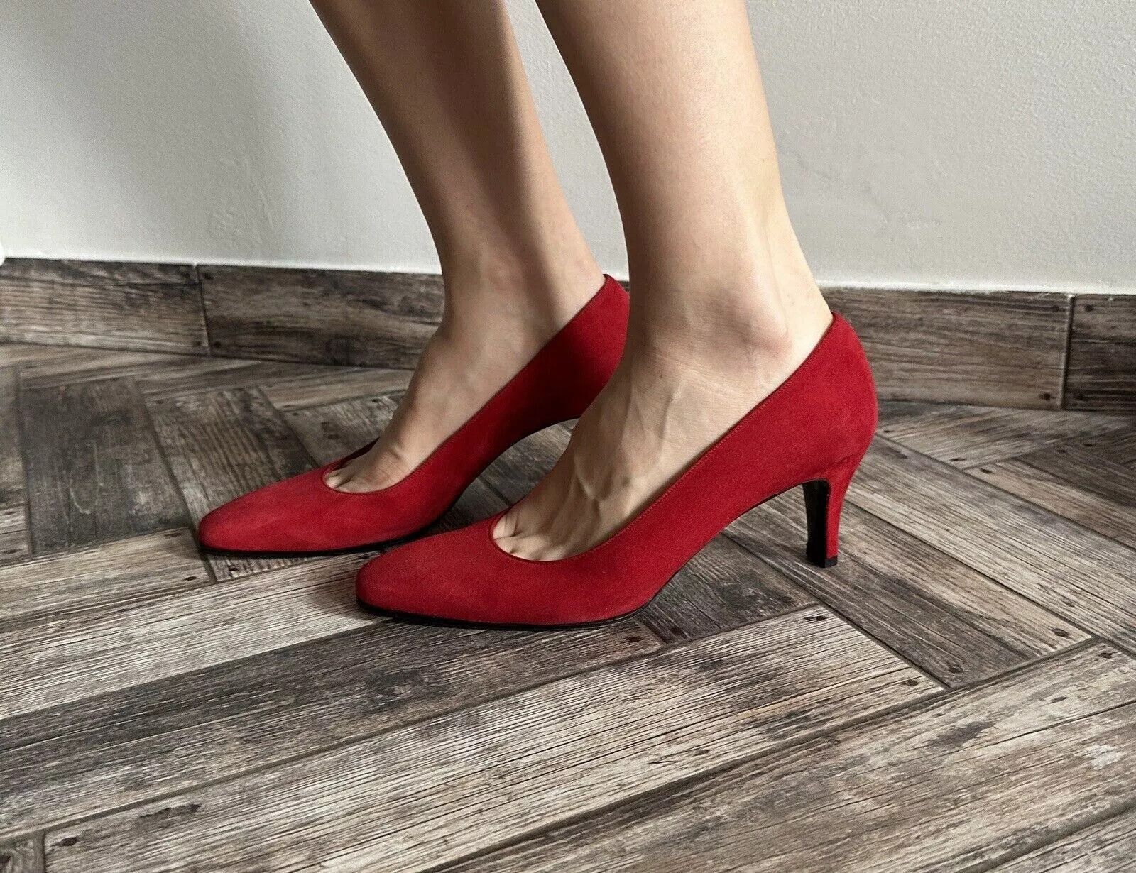 Charles Jourdan Vintage Charles Jourdan Paris Red Heels Suede Leather Shoes Size US 8 / IT 38 - 1 Thumbnail