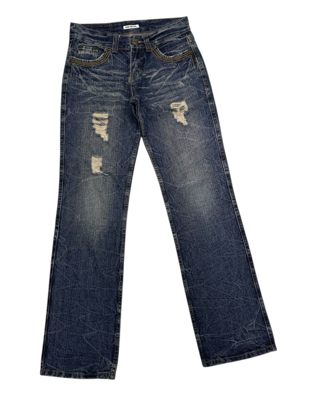 Beauty Beast × Hysteric Glamour Vintage Clef De Sol Distressed Denim Jeans Size US 30 / EU 46 - 3 Thumbnail