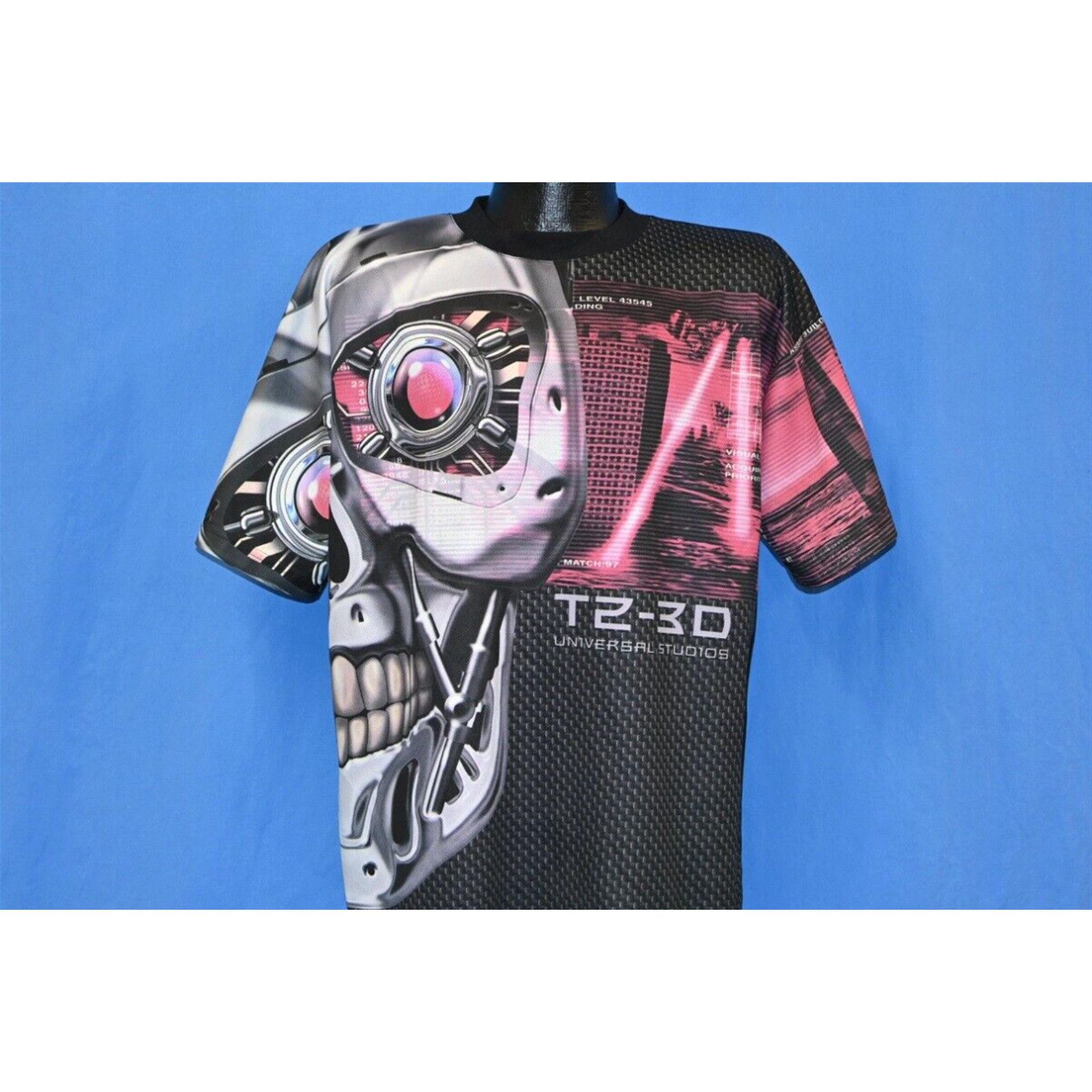 image of Vintage VTG 90's T2-3D Terminator Universal Studios Battle Across Time Jersey T-Shirt L in White (S