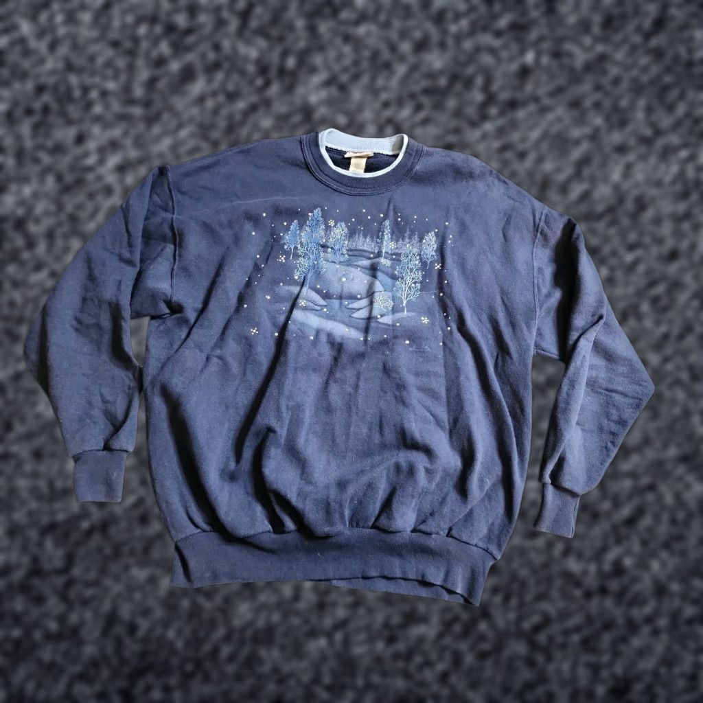 Vintage VINTAGE Morning Sun Sweatshirt Womens 2XL Snowflake Frozen Trees Winter 90s Size XXL / US 16-18 / IT 52-54 - 1 Thumbnail