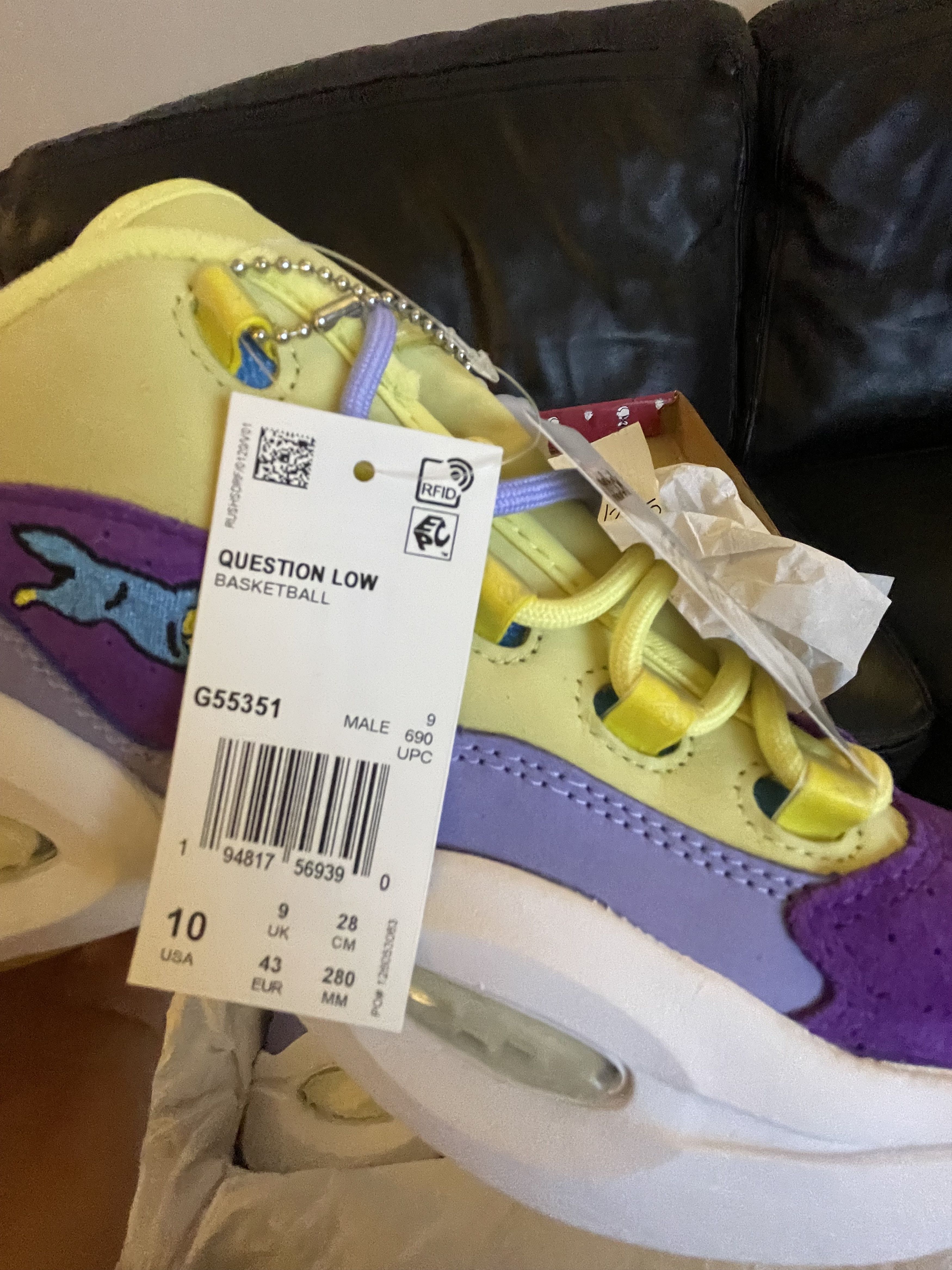 Reebok Reebok Question Low BBC Ice Cream Running Dog Yellow Purple Size US 10 / EU 43 - 3 Thumbnail