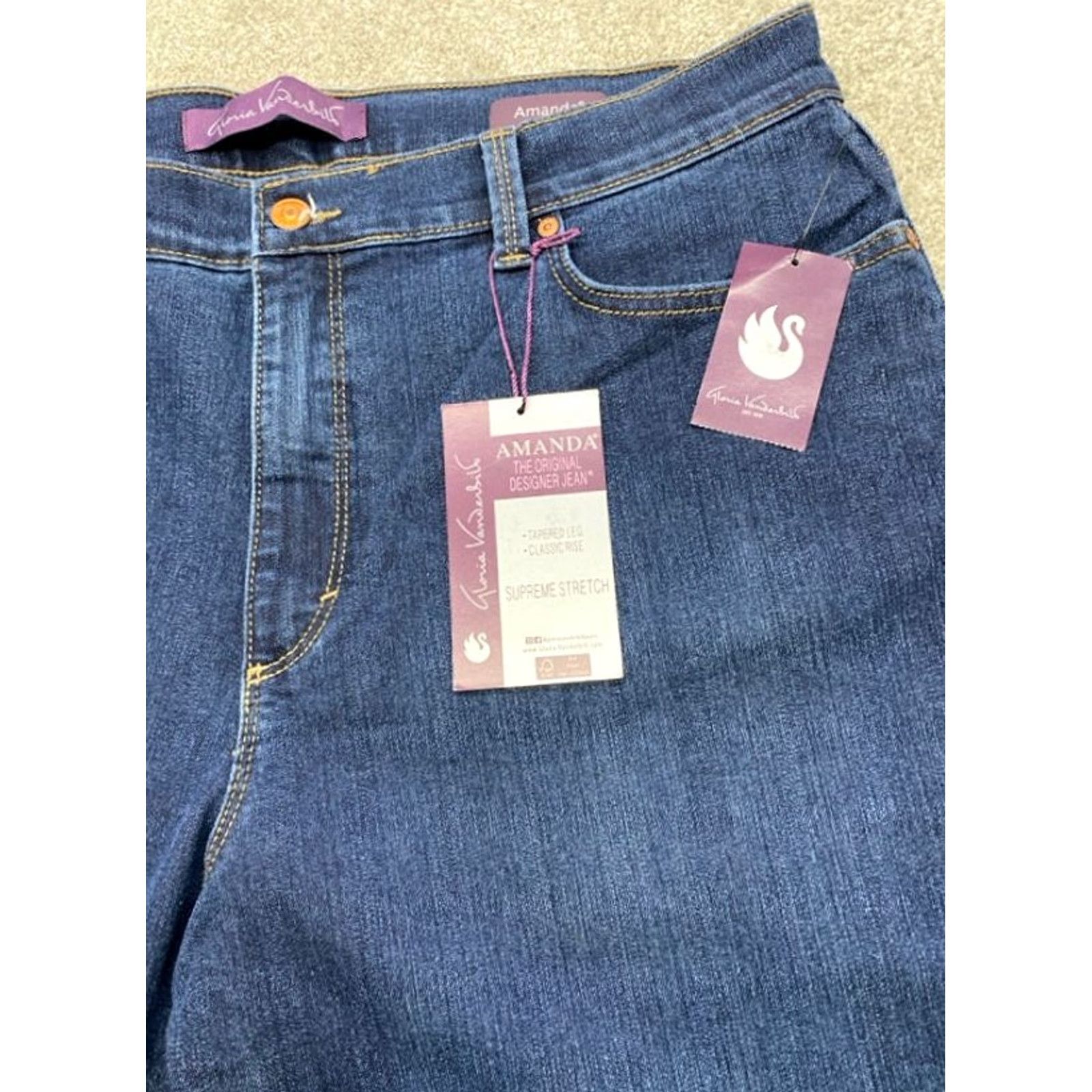 Gloria Vanderbilt Gloria Vanderbilt Jeans Amanda 18 Womens Denim Stretch NWT Blue 37x28.5 5-Pocket Regular Rise Tailored Tapered Pattern Solid Shirt? Size 40" / US 18 - 2 Thumbnail