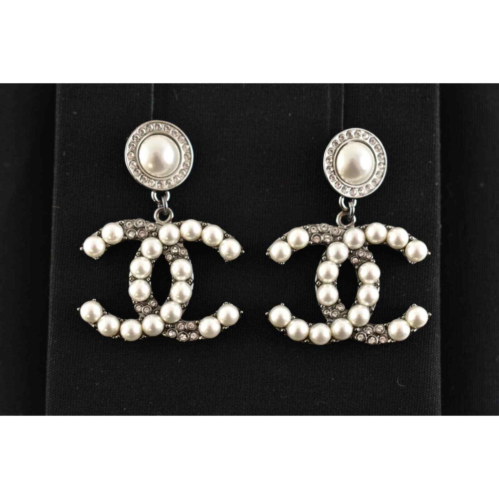 Chanel Chanel Ruthenium Pearl Large Dangle Drop Statement Earrings Size ONE SIZE - 6 Thumbnail