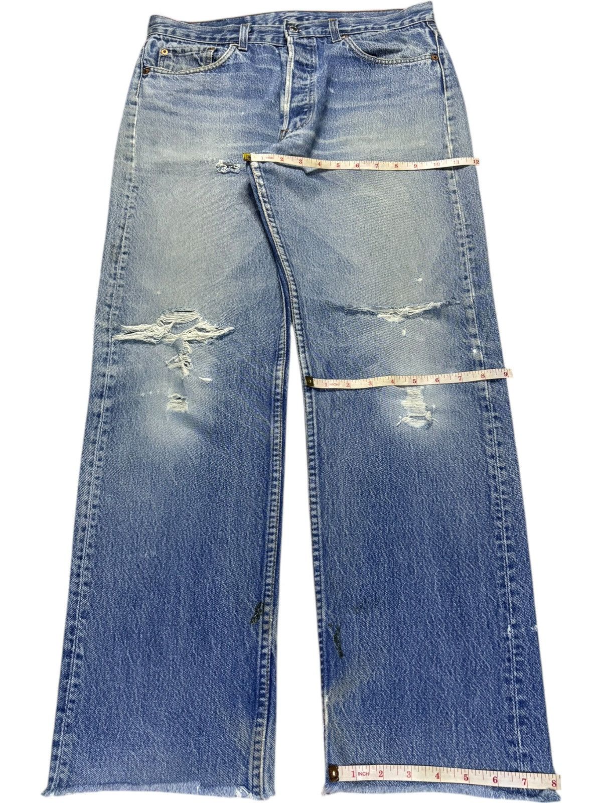 Levi's Vintage 90s Levis 501xx Faded Wash Distress Loose Jeans Size US 33 - 14 Thumbnail