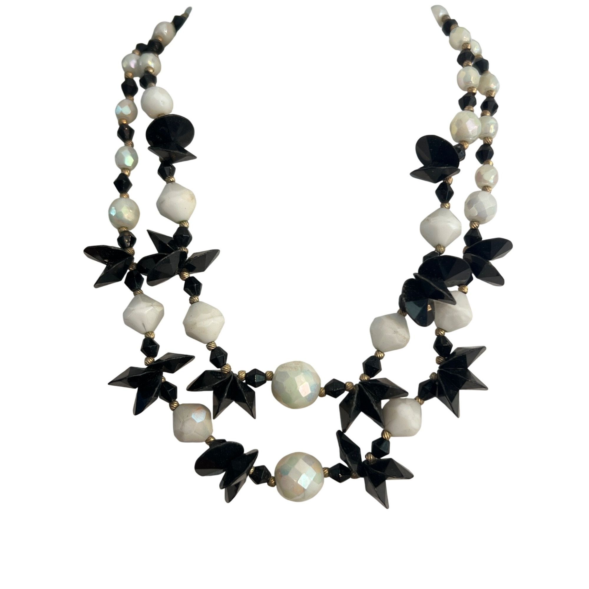 Other Vintage Black White Faceted Star Cluster Necklace Iridescent Size ONE SIZE - 1 Thumbnail