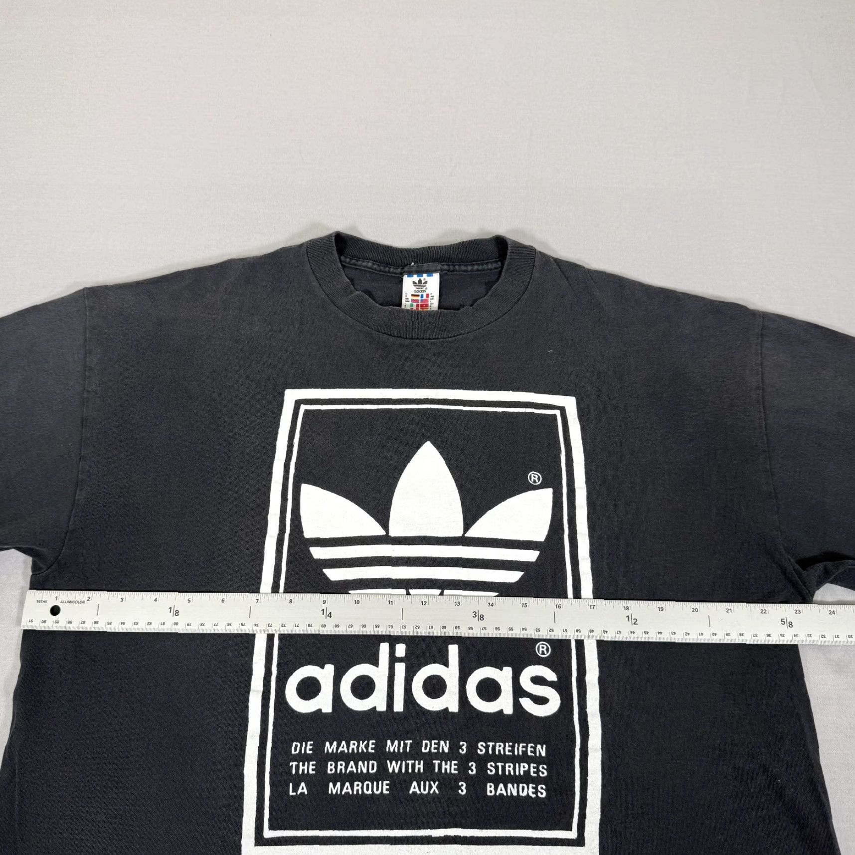Adidas VINTAGE adidas Shirt Mens Large Black Trefoil 90s Tee Crew Neck Short Sleeve Graphic Print Leather? No. Size US L / EU 52-54 / 3 - 5 Thumbnail
