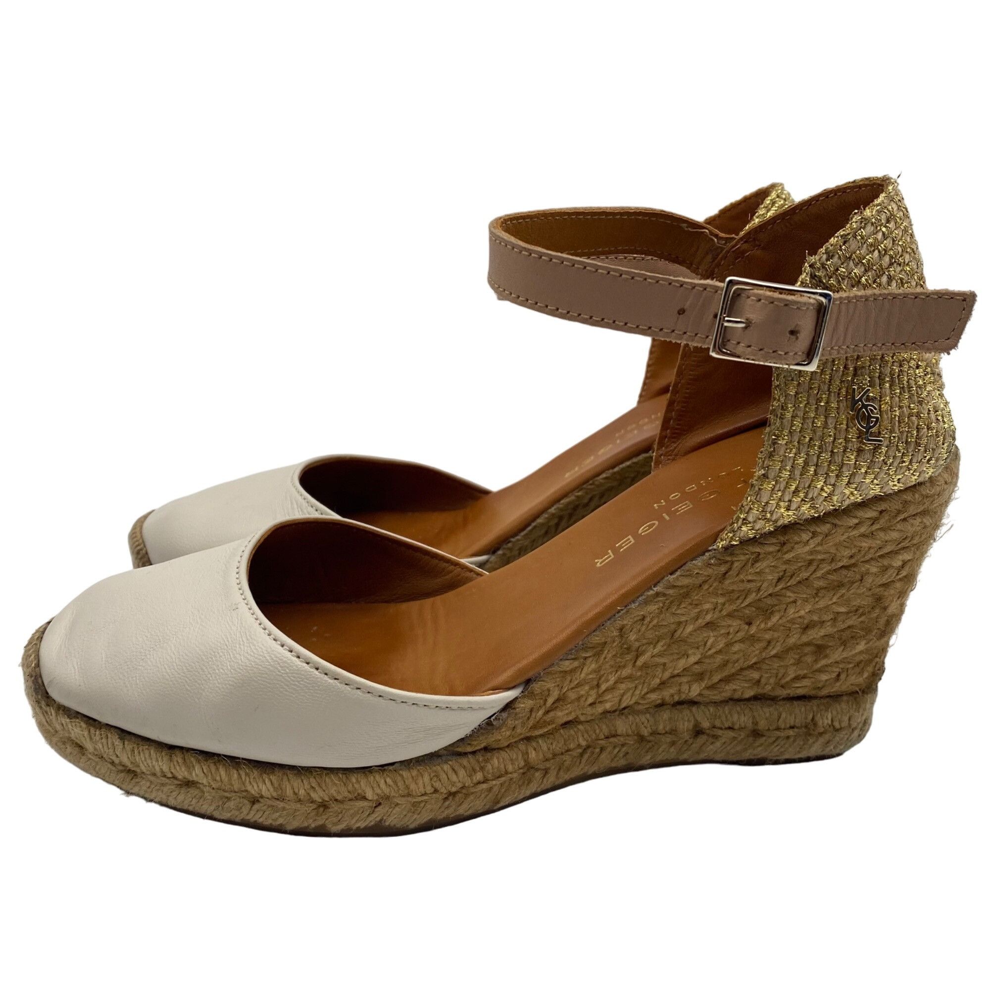 Kurt Geiger Kurt Geiger London Monty White/Gold wedge heel espadrilles W Size US 8 / IT 38 - 2 Thumbnail
