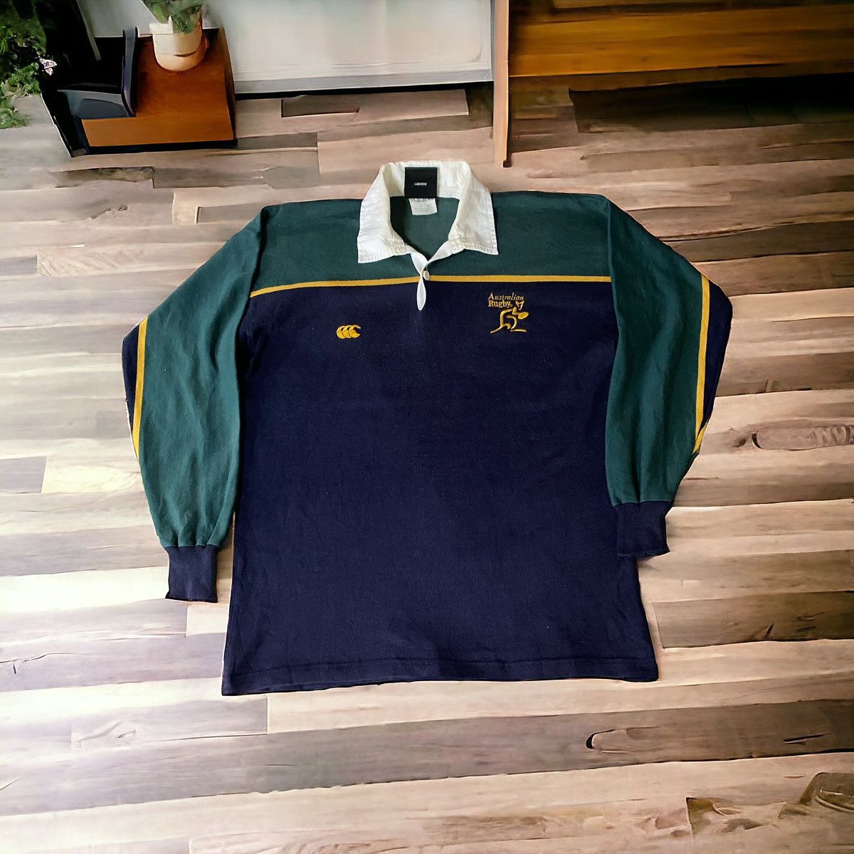 image of Canterbury Of New Zealand x Vintage Canterbury Australia Rugby Long Sleeve Polo Rugby in Green/Blue