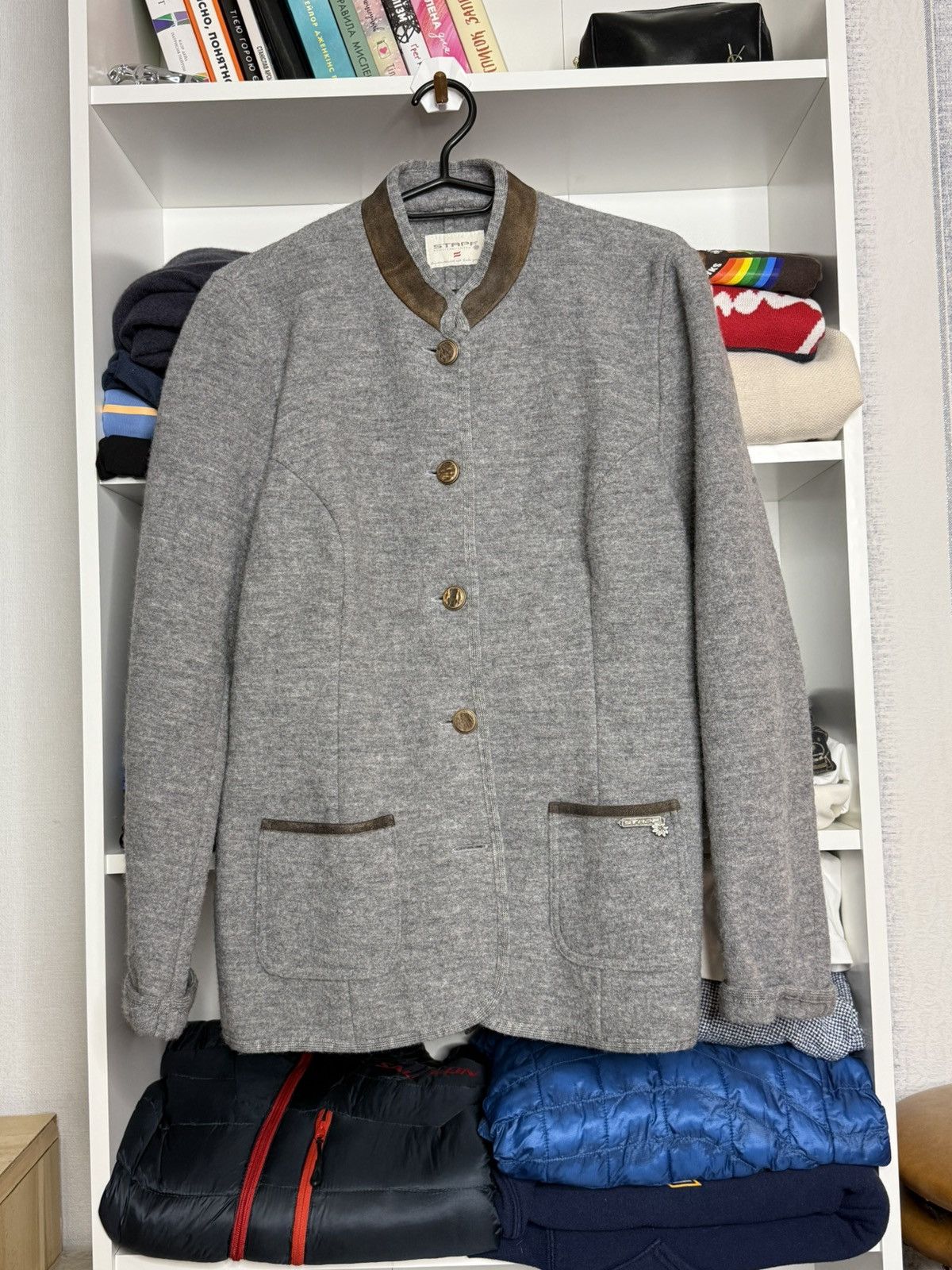 Other Stapf Worgl Tirol Austria Gray Knit Wool blazer size 42 Size S / US 4 / IT 40 - 1 Thumbnail