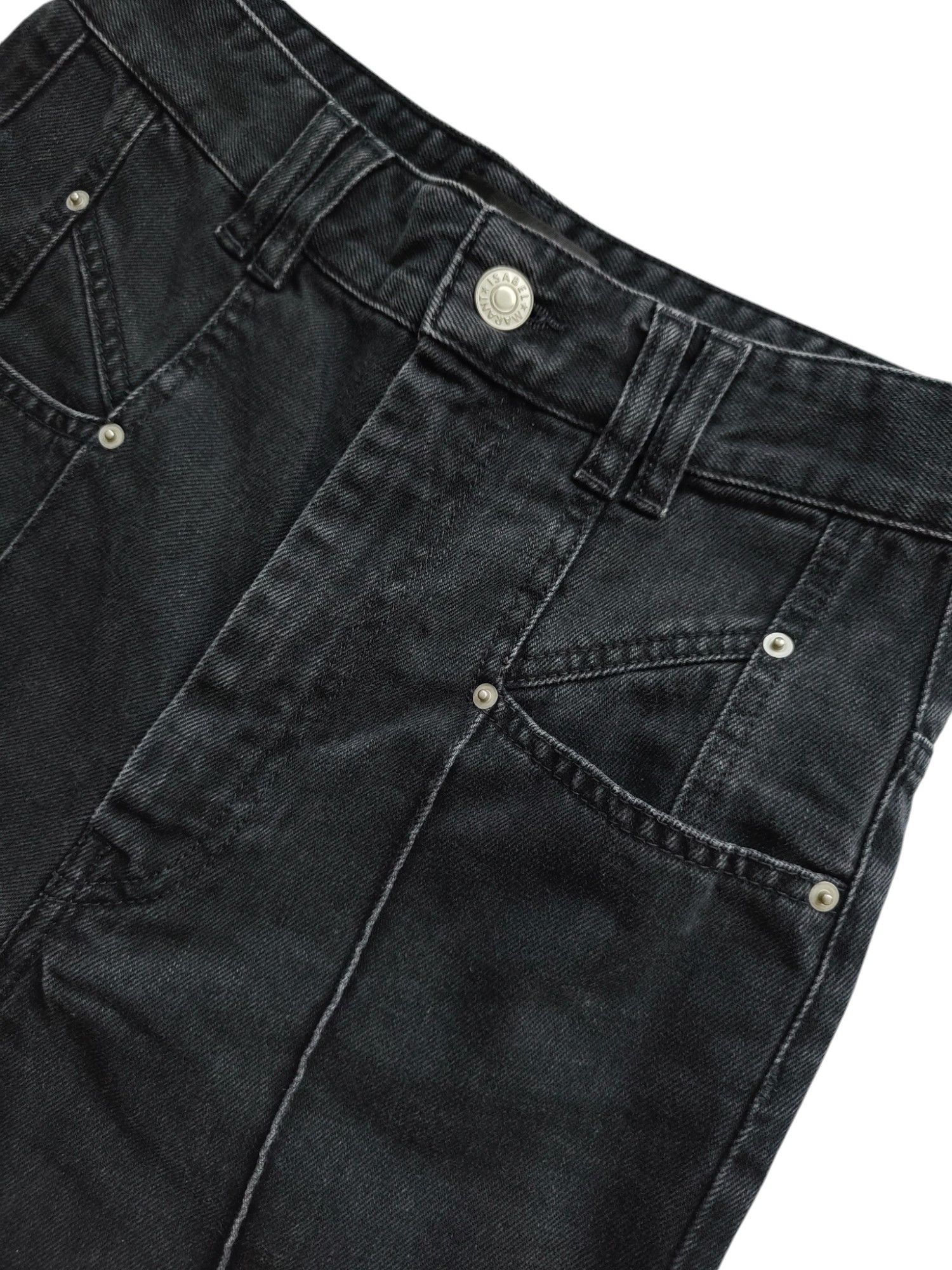 Isabel Marant Black Straight Leg Jeans With Adjustable Tack At Bottom Size 25" / US 0 / IT 36 - 3 Thumbnail