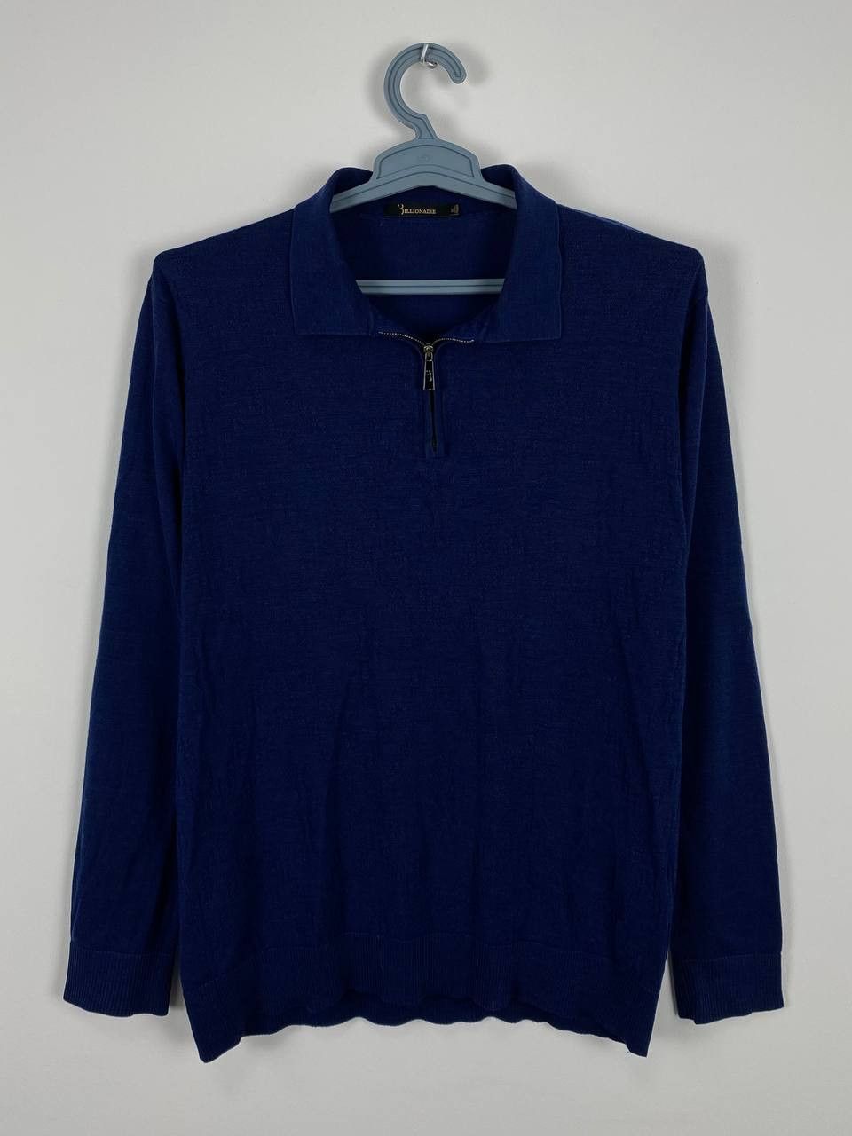 Billionaire Couture Billionaire Wool Polo Sweater Logo Navy Made In Italy Size US XL / EU 56 / 4 - 2 Thumbnail