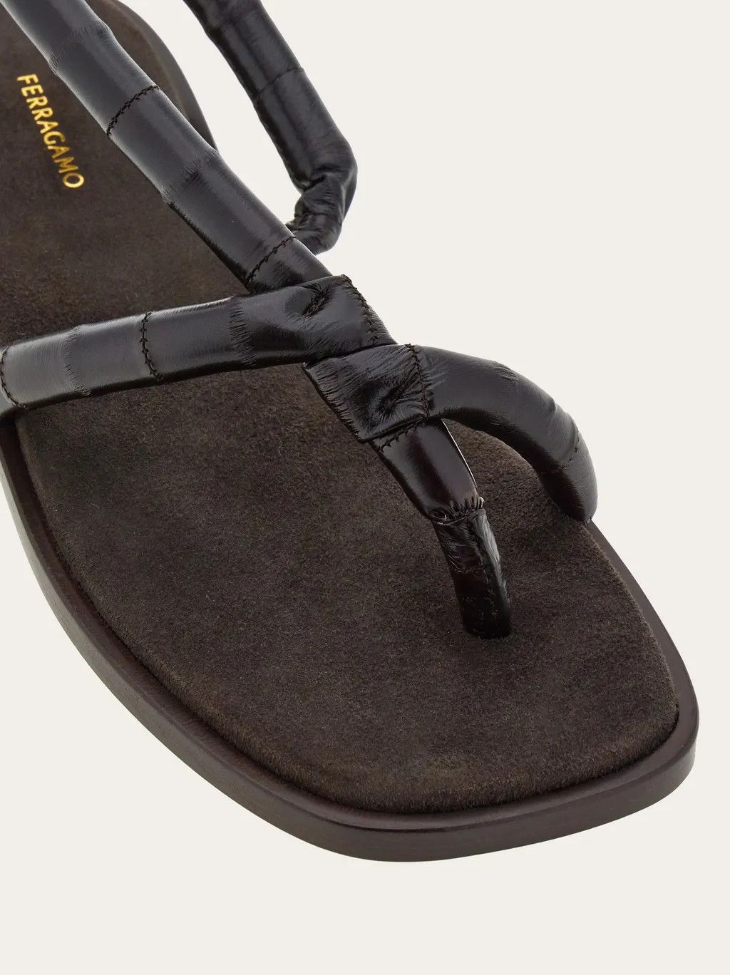 Salvatore Ferragamo o1s1rm0924 Flat Sandals in Black/Brown Size US 7.5 / IT 37.5 - 3 Thumbnail