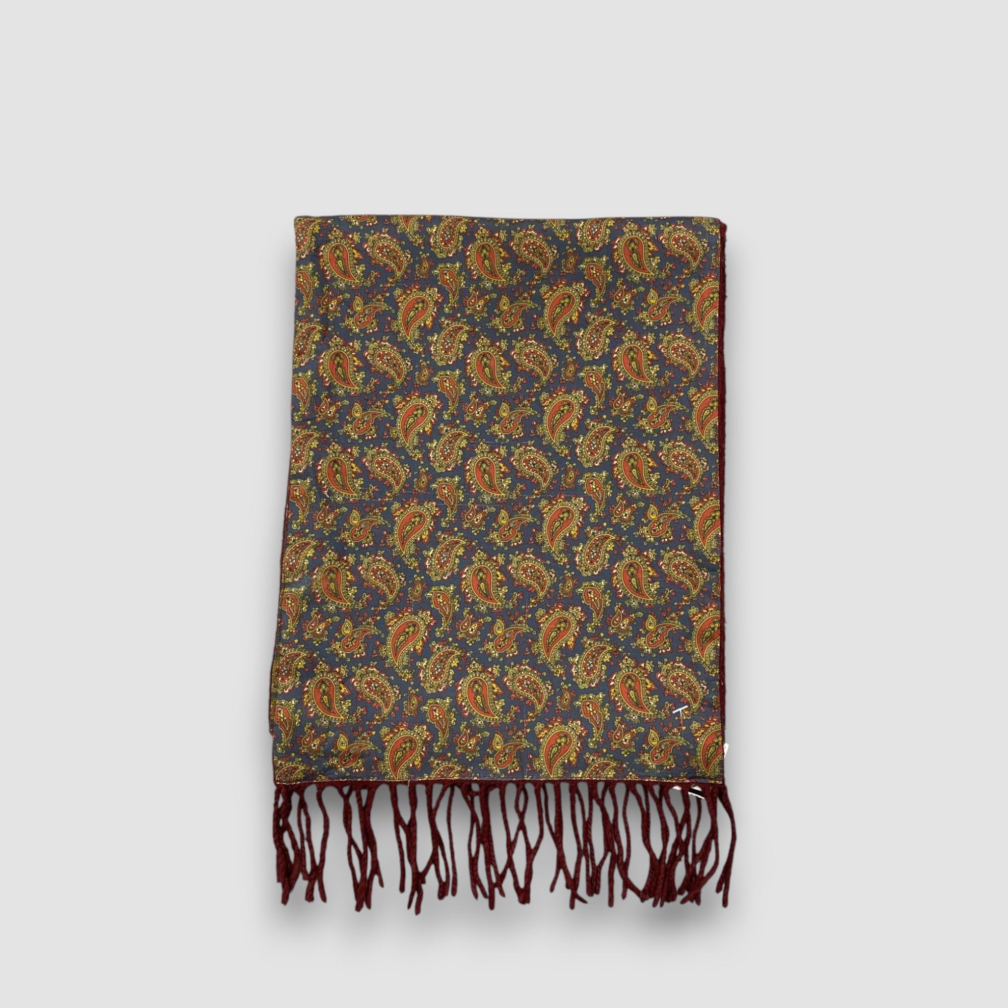 Japanese Brand Vintage Silk Winter Fringe Scarf Muffler Wool Scarves Size ONE SIZE - 3 Thumbnail