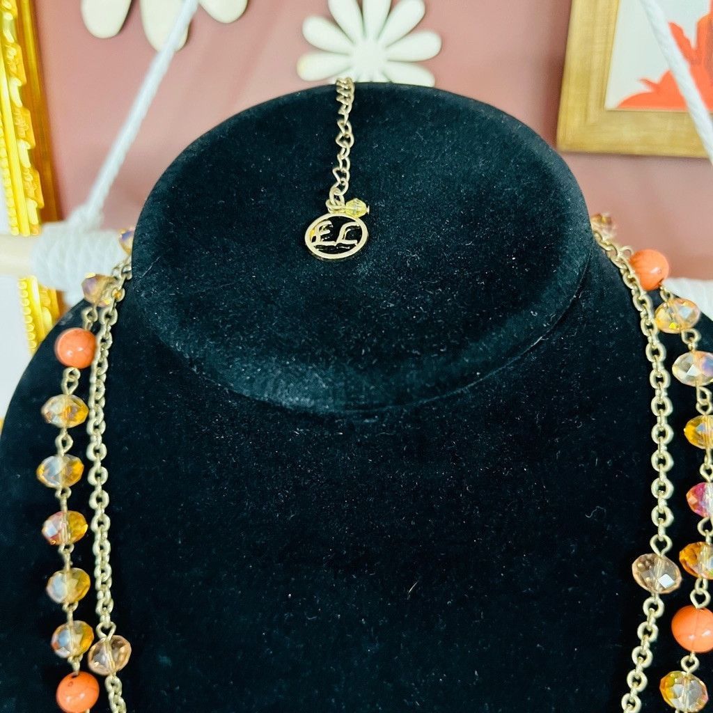 Jewelry Erica Lyons Beaded Chain Necklace 2 Layer Orange Size ONE SIZE - 3 Thumbnail
