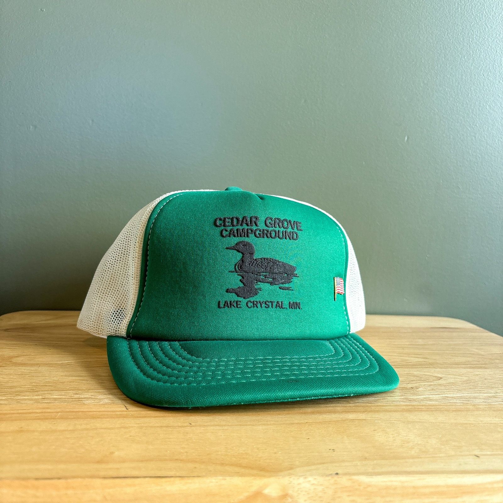 Vintage Vtg Cedar Grove Campground Lake Crystal Trucker Snapback Hat Size ONE SIZE - 1 Thumbnail