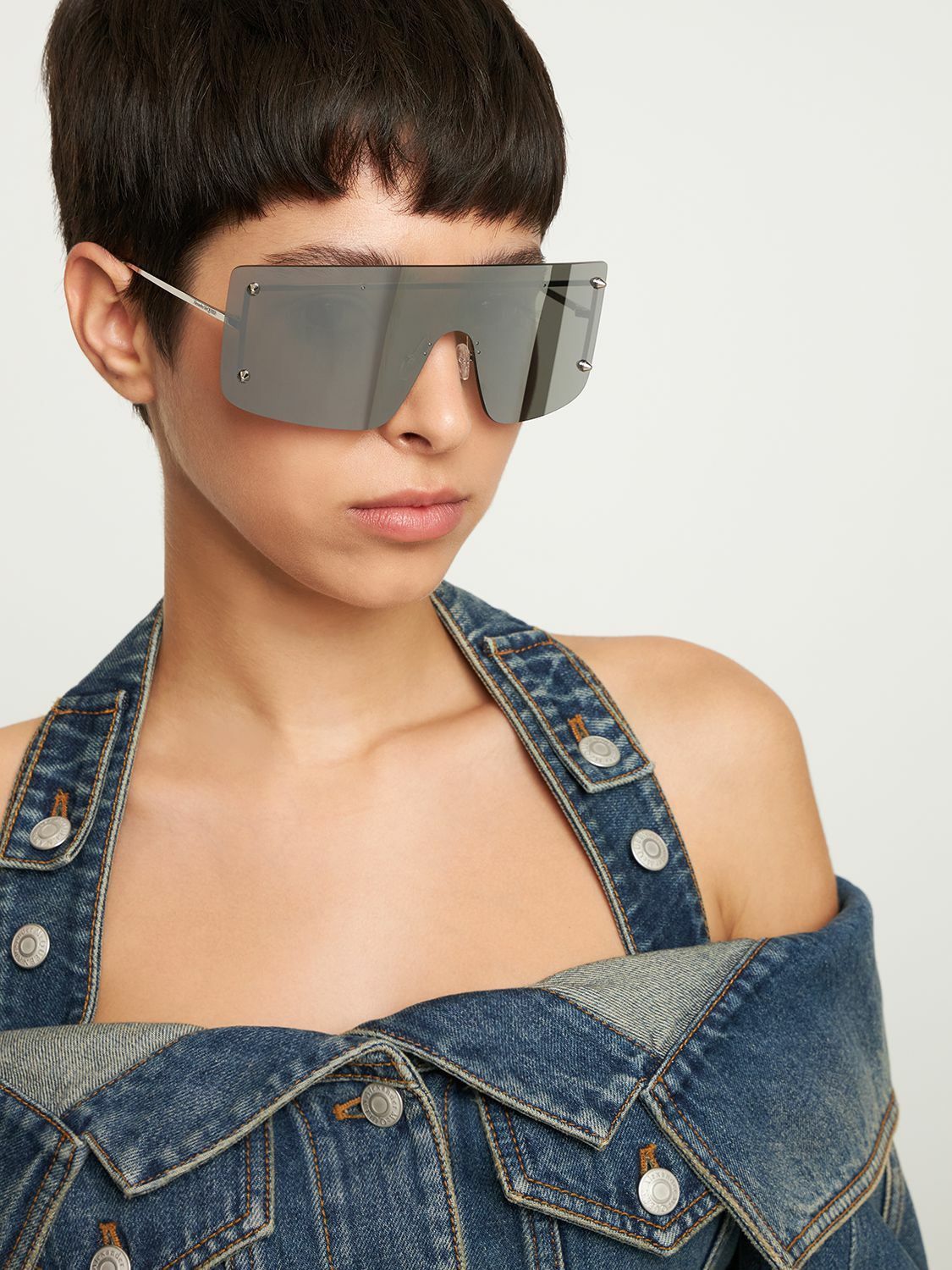 Alexander McQueen ALEXANDER MCQUEEN Spike Studs metal mask sunglasses Size ONE SIZE - 2 Thumbnail
