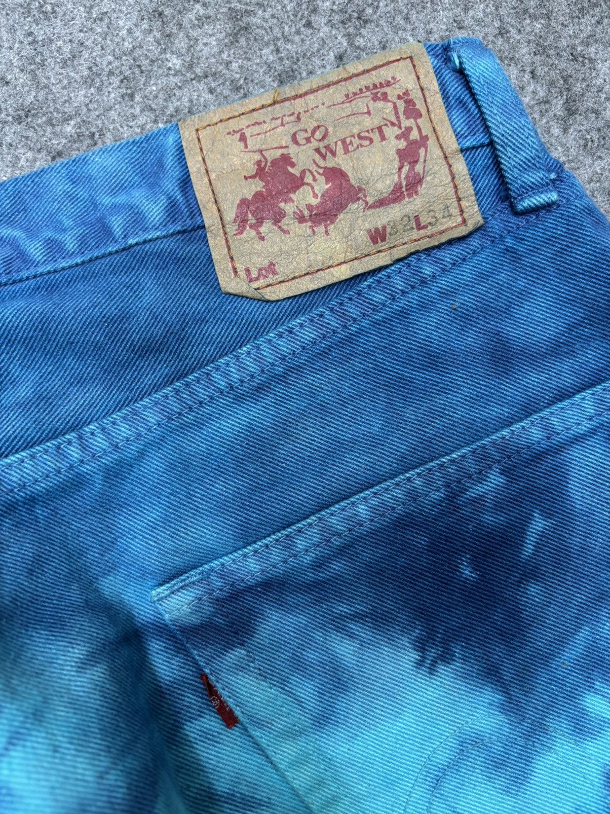 Designer 💥Vintage GO WEST Very Rare Tye Dye Sick Floral Denim F674 Size US 31 - 19 Thumbnail