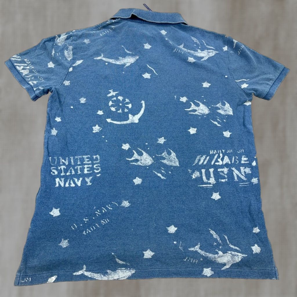 Polo Ralph Lauren Polo Ralph Lauren Polo Shirt Men Medium Blue USA Navy Stencil Print Custom Slim Size US M / EU 48-50 / 2 - 1 Thumbnail