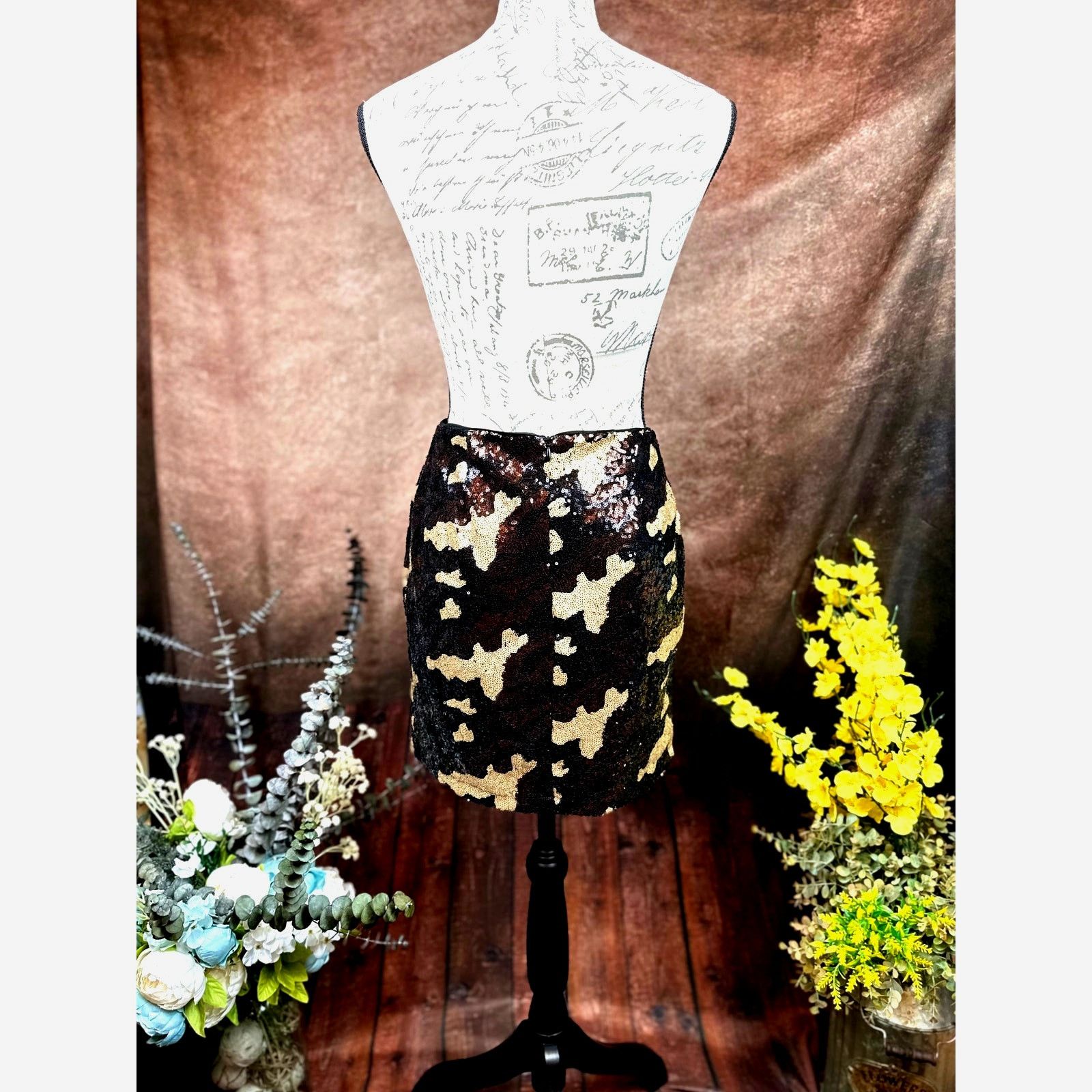 Other 382 Sequined Camouflage Mini Skirt - Brown Multi - size S Size 28" / US 6 / IT 42 - 12 Thumbnail