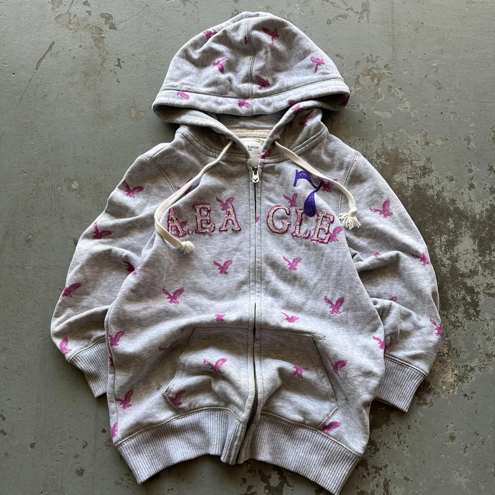 American Eagle Outfitters × Vintage Vintage Y2K AOP American Eagle Full Zip Grunge Hoodie Size M / US 6-8 / IT 42-44 - 1 Thumbnail