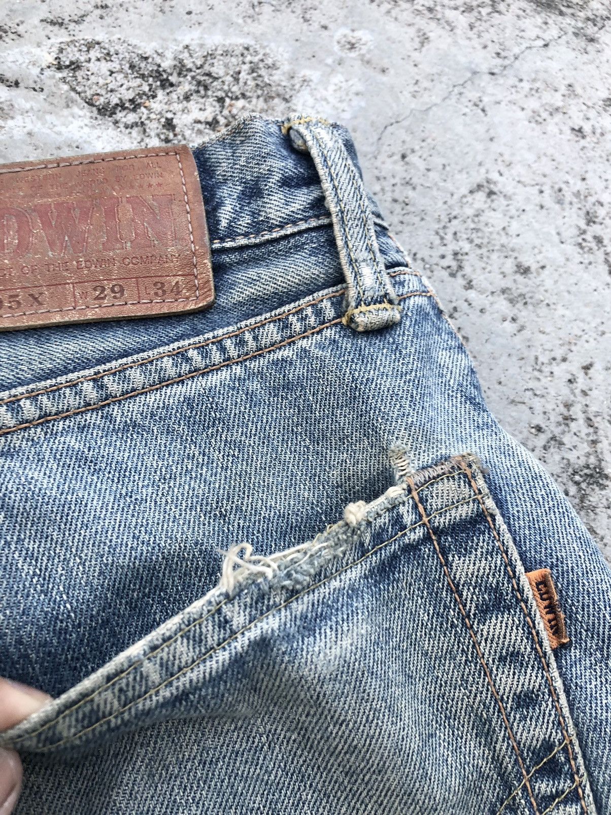 Edwin WIDE LEG DAMAGED VINTAGE EDWIN SELVEDGE DENIM Size US 29 - 12 Thumbnail