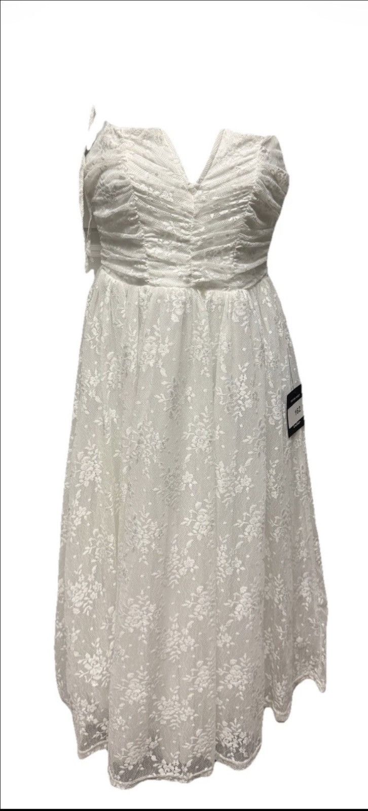 Lulus Lulus Sweetie White Lace Ruched Tie-Strap XS Midi Dress Size XS / US 0-2 / IT 36-38 - 10 Thumbnail