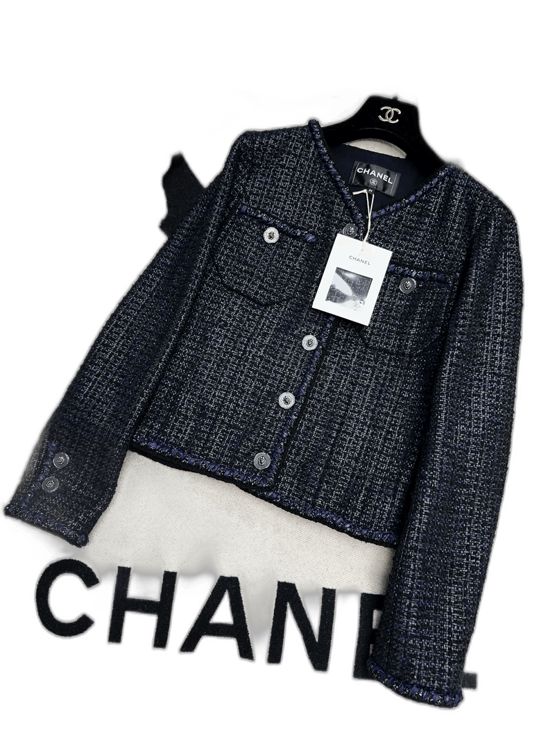 Chanel Chanel Blue and Black Woven Jacket Size S / US 4 / IT 40 - 1 Thumbnail