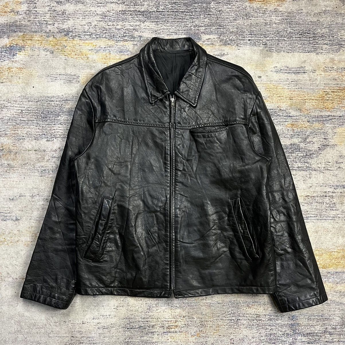 Japanese Brand Vintage 90s Jun men leather jacket Size US L / EU 52-54 / 3 - 1 Thumbnail