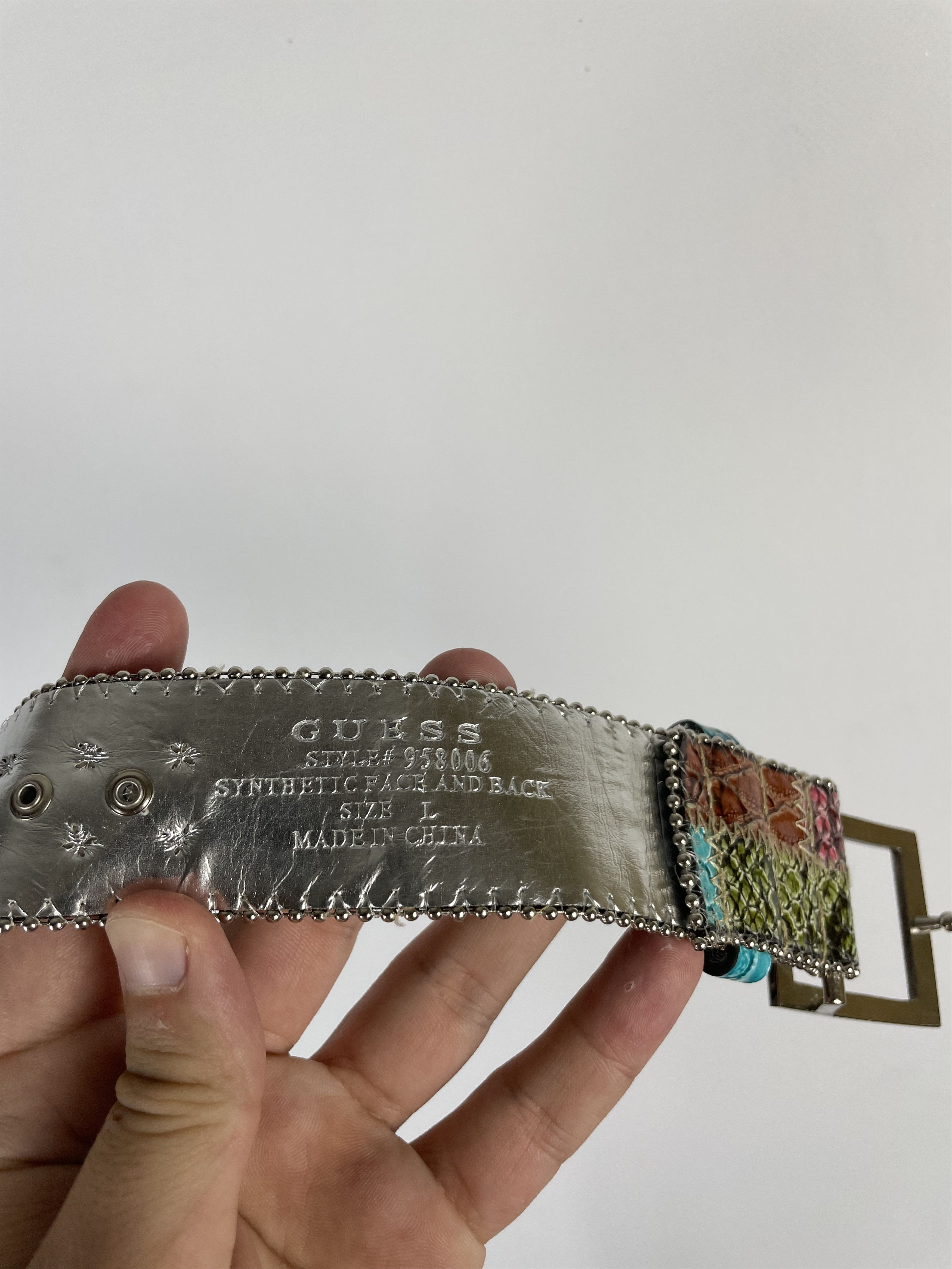 Guess Guess Belt Patchwork leather Y2k Crystals Studded Rhinestone Size ONE SIZE - 7 Thumbnail