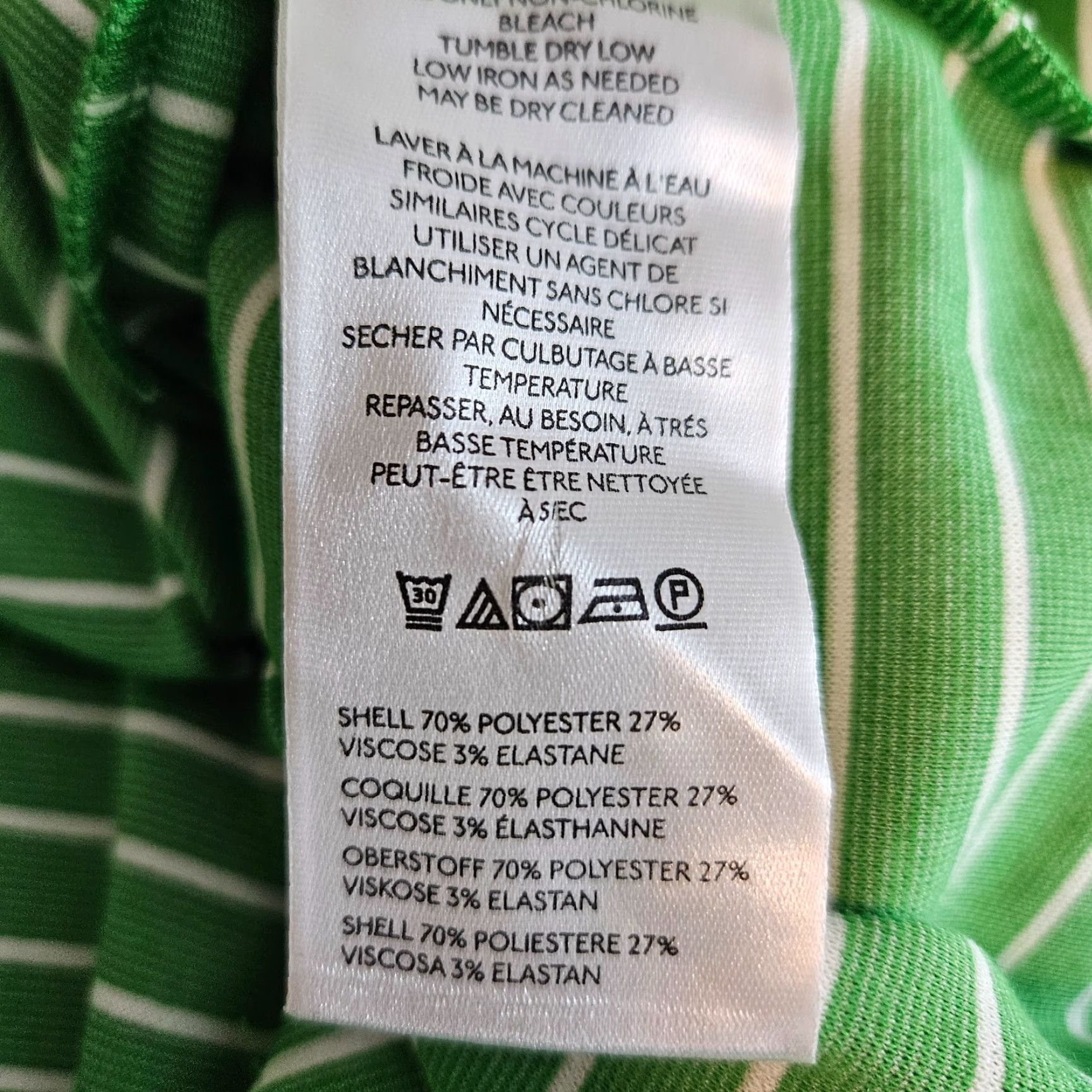 Vintage Maeve Maeve by Anthropologie Womens Top Sz Medium Green White Stripe Blouse Short Sleeve Pullover Polyester Blend Size M / US 6-8 / IT 42-44 - 4 Thumbnail