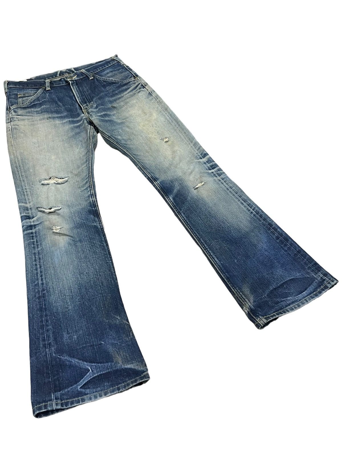 Lee × Midnight Organic 🔥Vtg LEE Thrashed Patina Stain Mudwash FLARE Organic Jeans Size US 30 / EU 46 - 4 Thumbnail