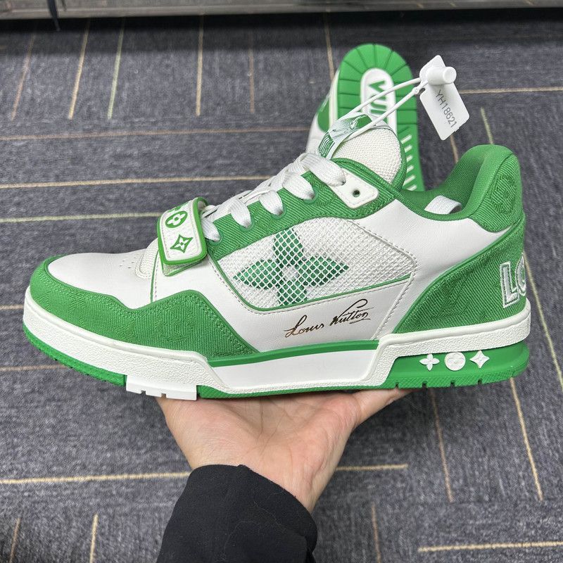 Louis Vuitton Louis Vuitton Trainer Low Top Sneakers in White Green -2508 Size US 8.5 / EU 41-42 - 8 Thumbnail